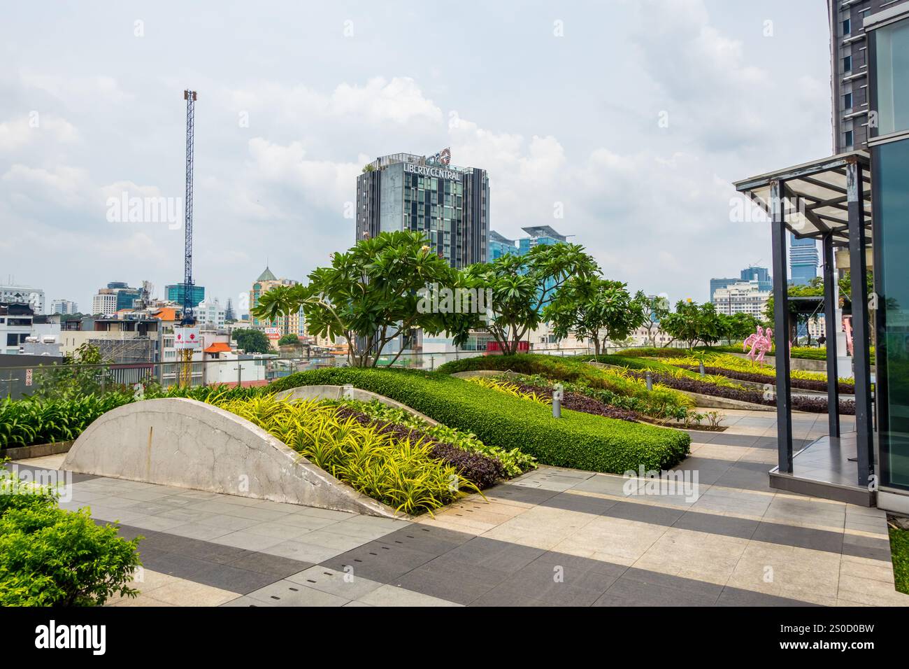 Vue aérienne du quartier central 1 Saigon - Ho Chi Minh ville, Vietnam vu du centre commercial Saigon Banque D'Images