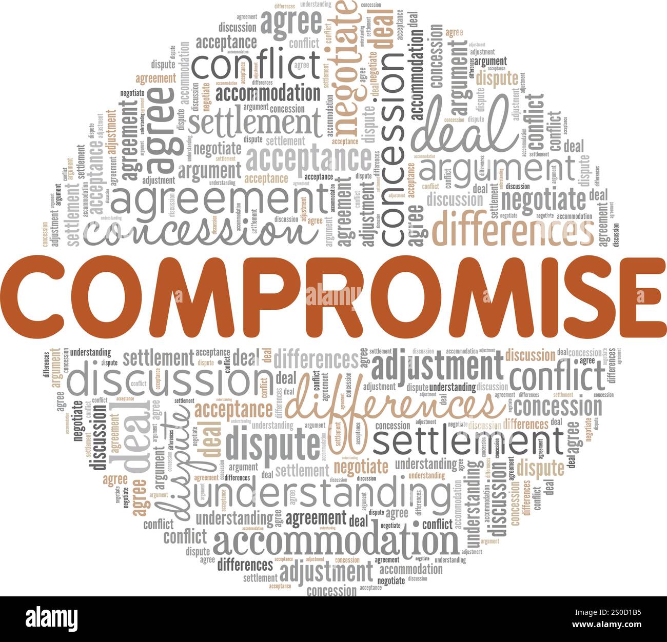 Compromis de conception de nuage de mots isolé sur fond blanc. Illustration de Vecteur