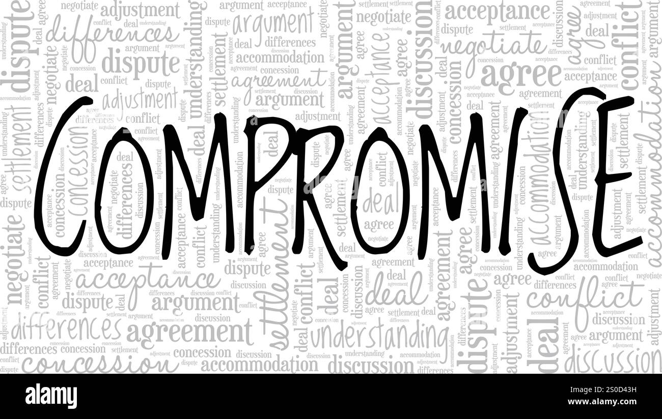 Compromis de conception de nuage de mots isolé sur fond blanc. Illustration de Vecteur