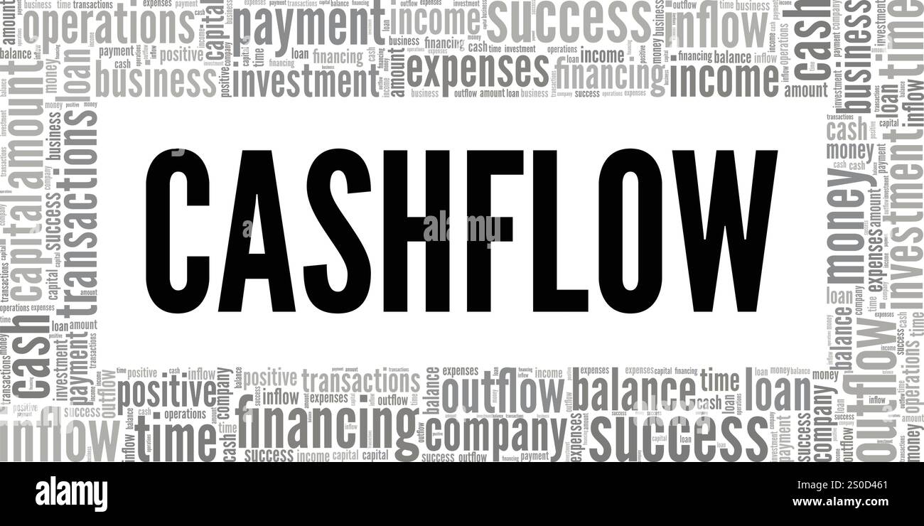 Conception conceptuelle de nuage de mots de flux de trésorerie isolé sur fond blanc. Illustration de Vecteur