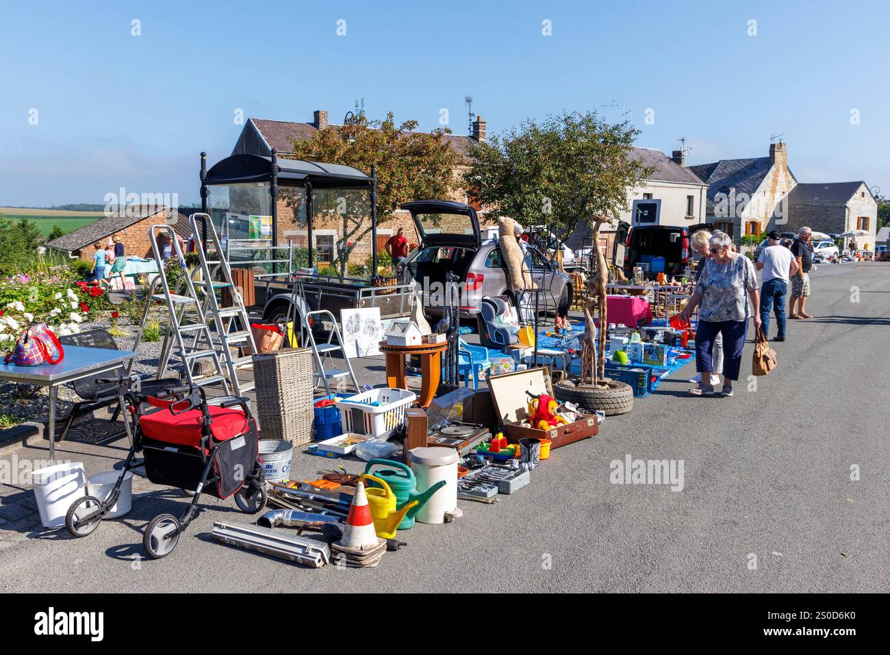 Marché du dimanche, Foisches, Ardennes, France Banque D'Images