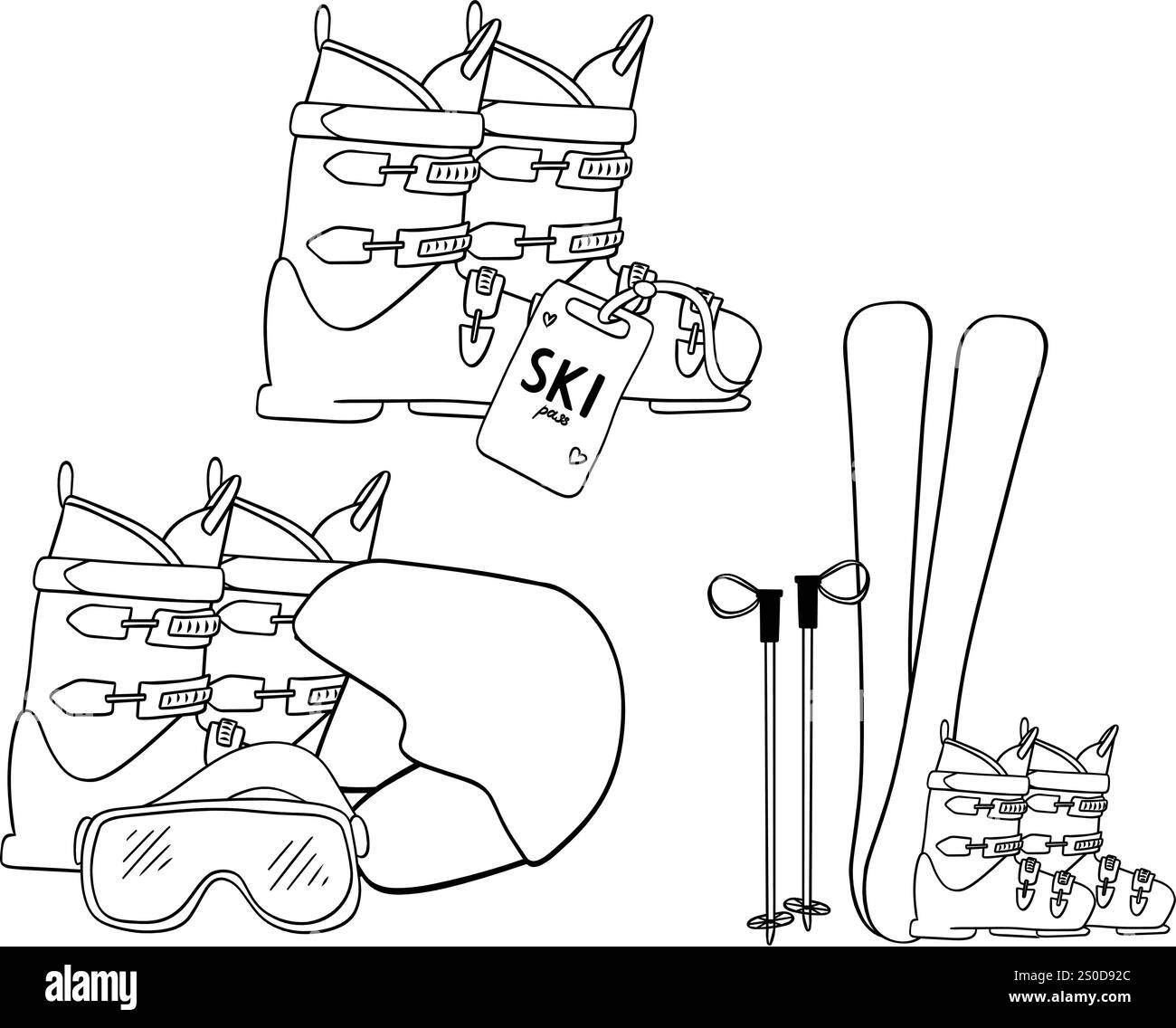 Conception de vecteur d'icône d'équipement de ski de neige. ligne graphique définie sur fond transparent Illustration de Vecteur Conception de vecteur d'icône d'équipement de ski de neige. ligne graphique définie sur fond transparent Illustration de Vecteur