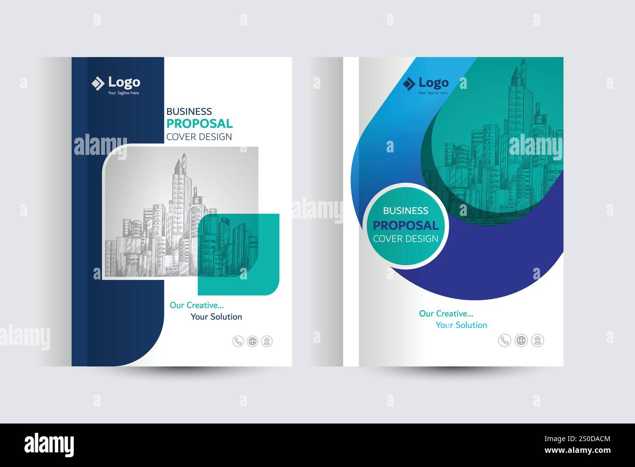 Concept de modèle de modèle de conception de couverture de catalogue de proposition commerciale adapté aux projets polyvalents Illustration de Vecteur