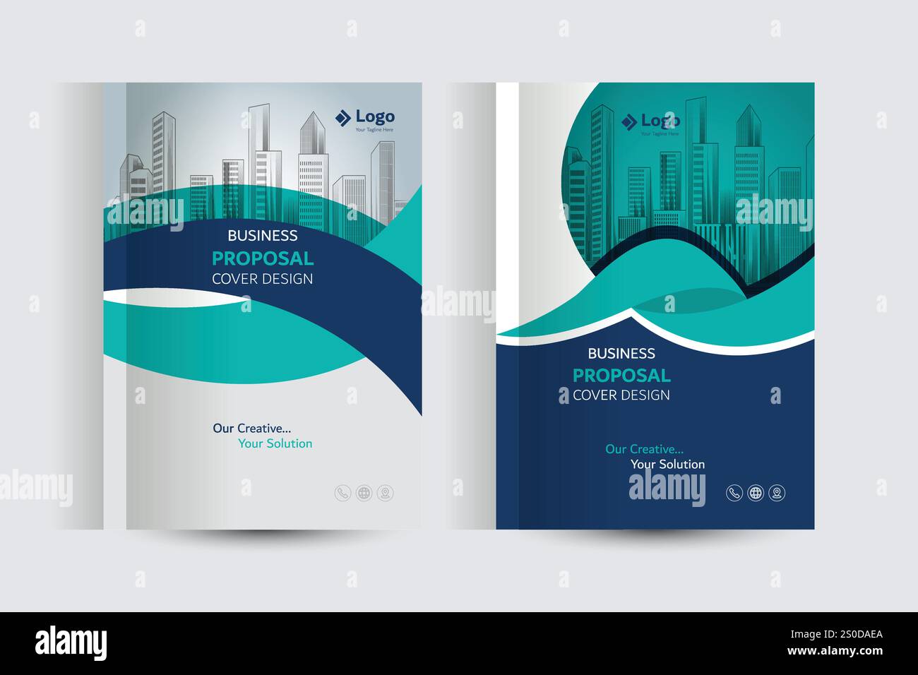 Concept de modèle de modèle de conception de couverture de catalogue de proposition commerciale adapté aux projets polyvalents Illustration de Vecteur