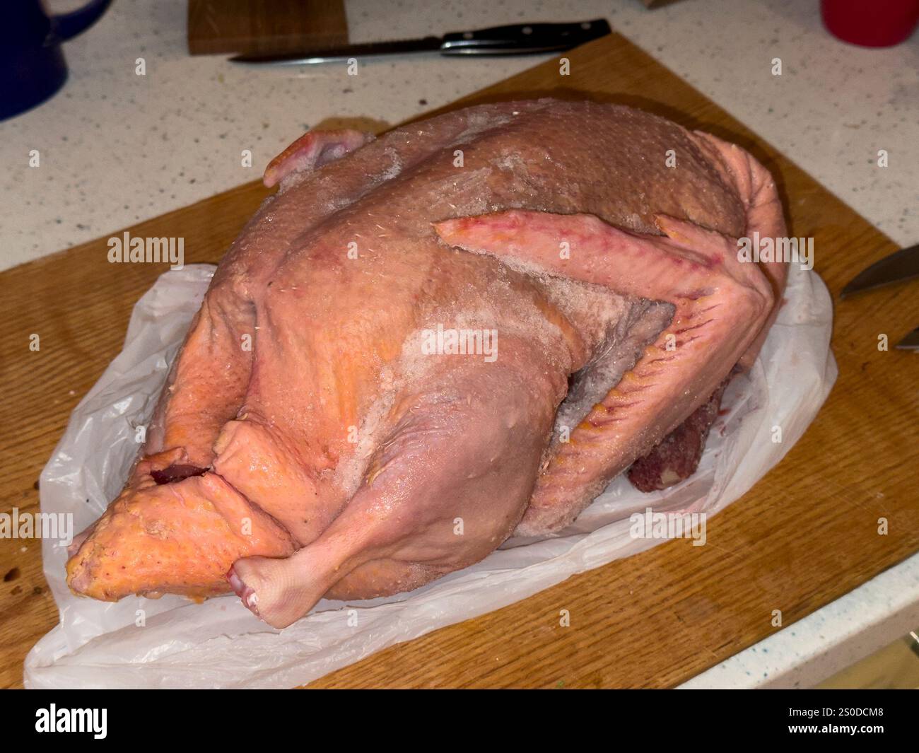 poulet cru sur une assiette Banque D'Images