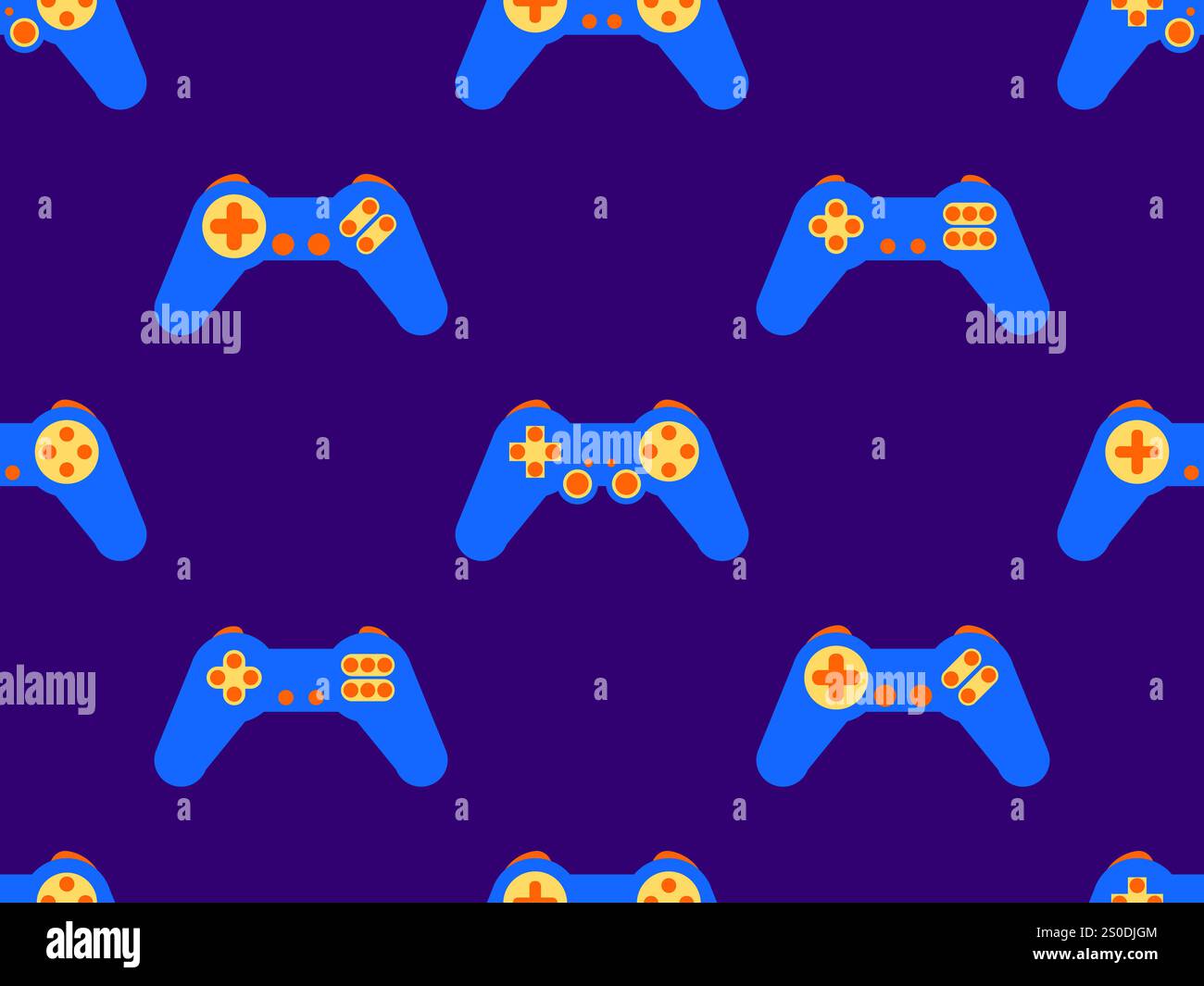 Manette sans couture. Dispositif de commande de jeu pour jeux vidéo. Manette de jeu pour console de jeu rétro dans le style des années 80 - 90. Conception pour papiers peints, emballages, couvertures Illustration de Vecteur