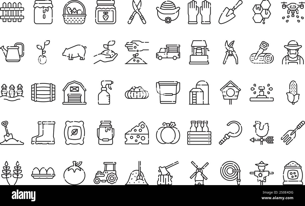 Icônes agricoles Collection d'icônes vectorielles de haute qualité avec trait modifiable. Idéal pour les projets professionnels et créatifs. Illustration de Vecteur
