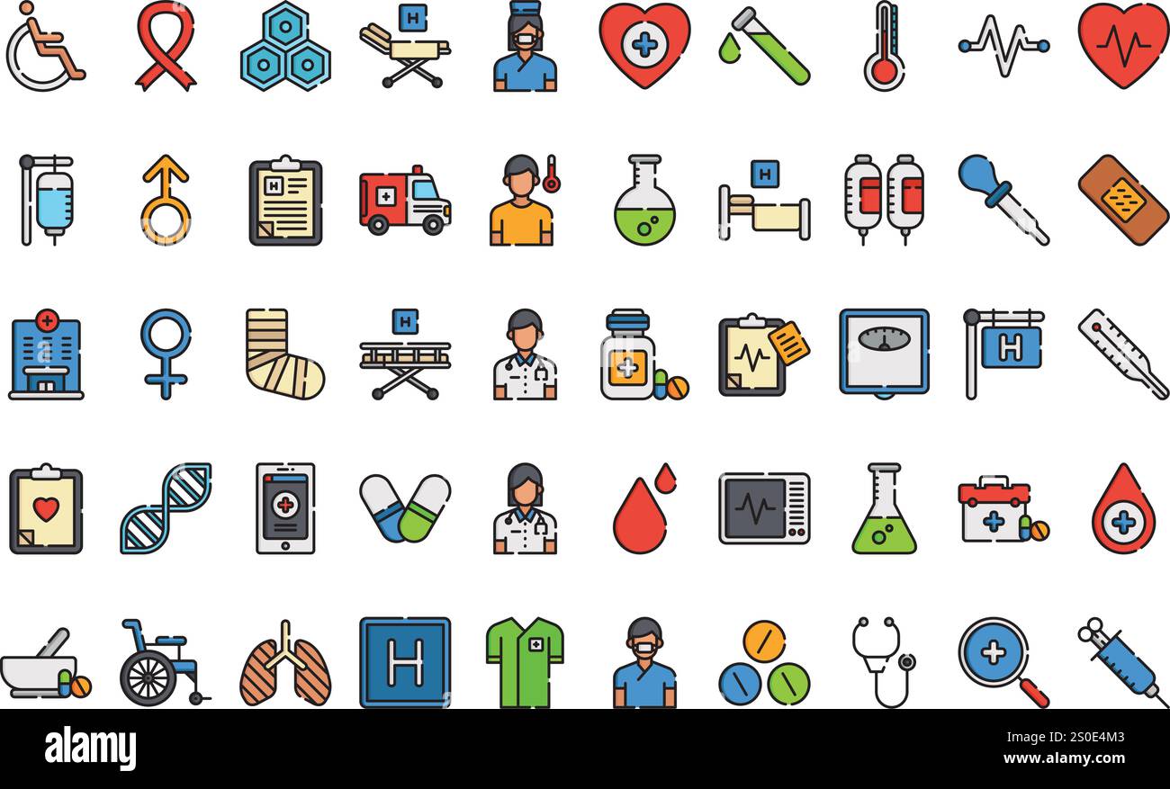 Icônes d'hôpital médical Collection d'icônes vectorielles de haute qualité avec Stroke modifiable. Idéal pour les projets professionnels et créatifs. Illustration de Vecteur