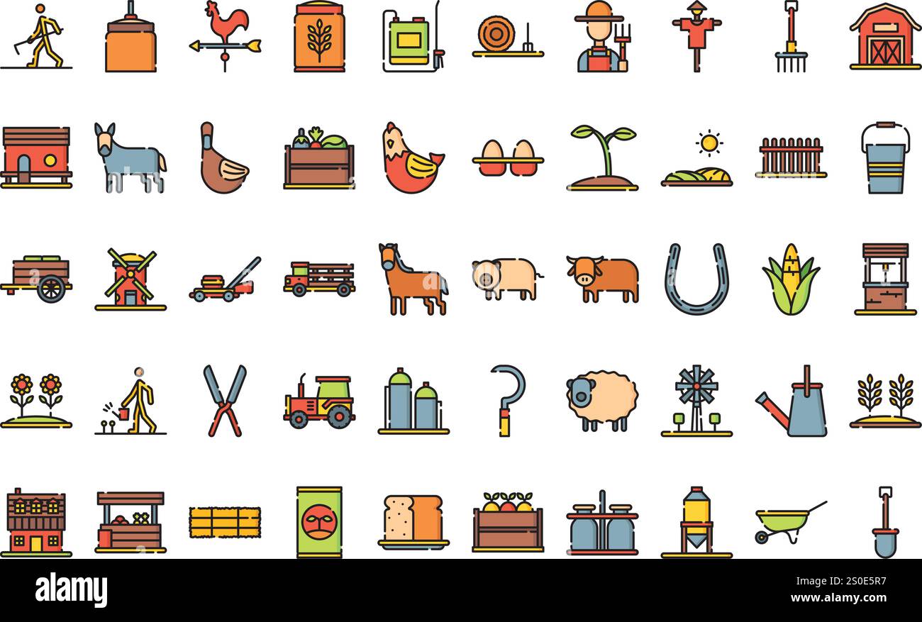 Icônes agricoles Collection d'icônes vectorielles de haute qualité avec trait modifiable. Idéal pour les projets professionnels et créatifs. Illustration de Vecteur