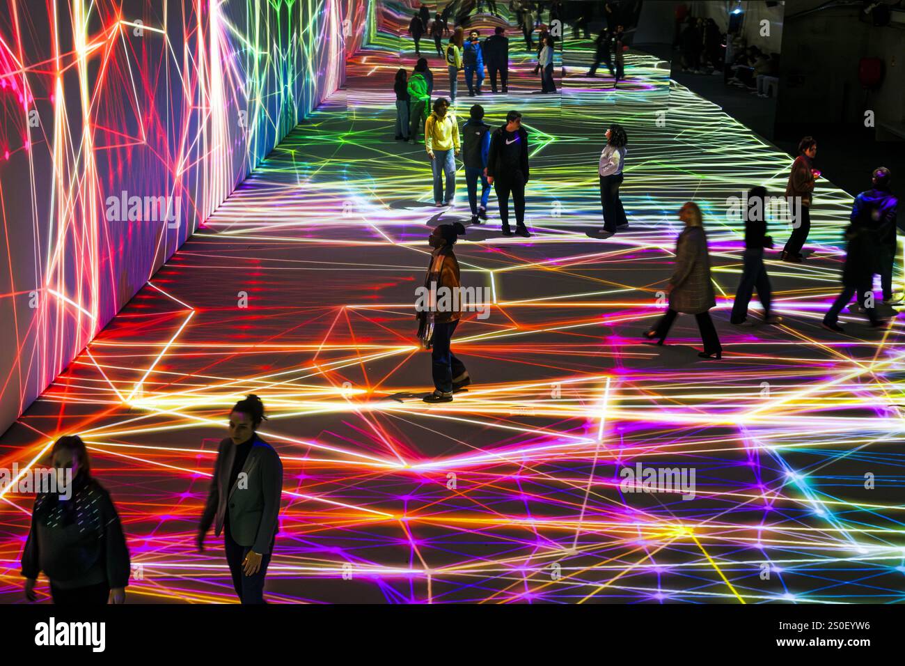 FRANCE. PARIS (75) (12ÈME ARRONDISSEMENT) L'EXPOSITION IMMERSIVE 'PIXELS', (ART NUMÉRIQUE), DE L'ARTISTE MIGUEL CHEVALIER, AU GRAND PALAIS IMMERSIF, LY Banque D'Images