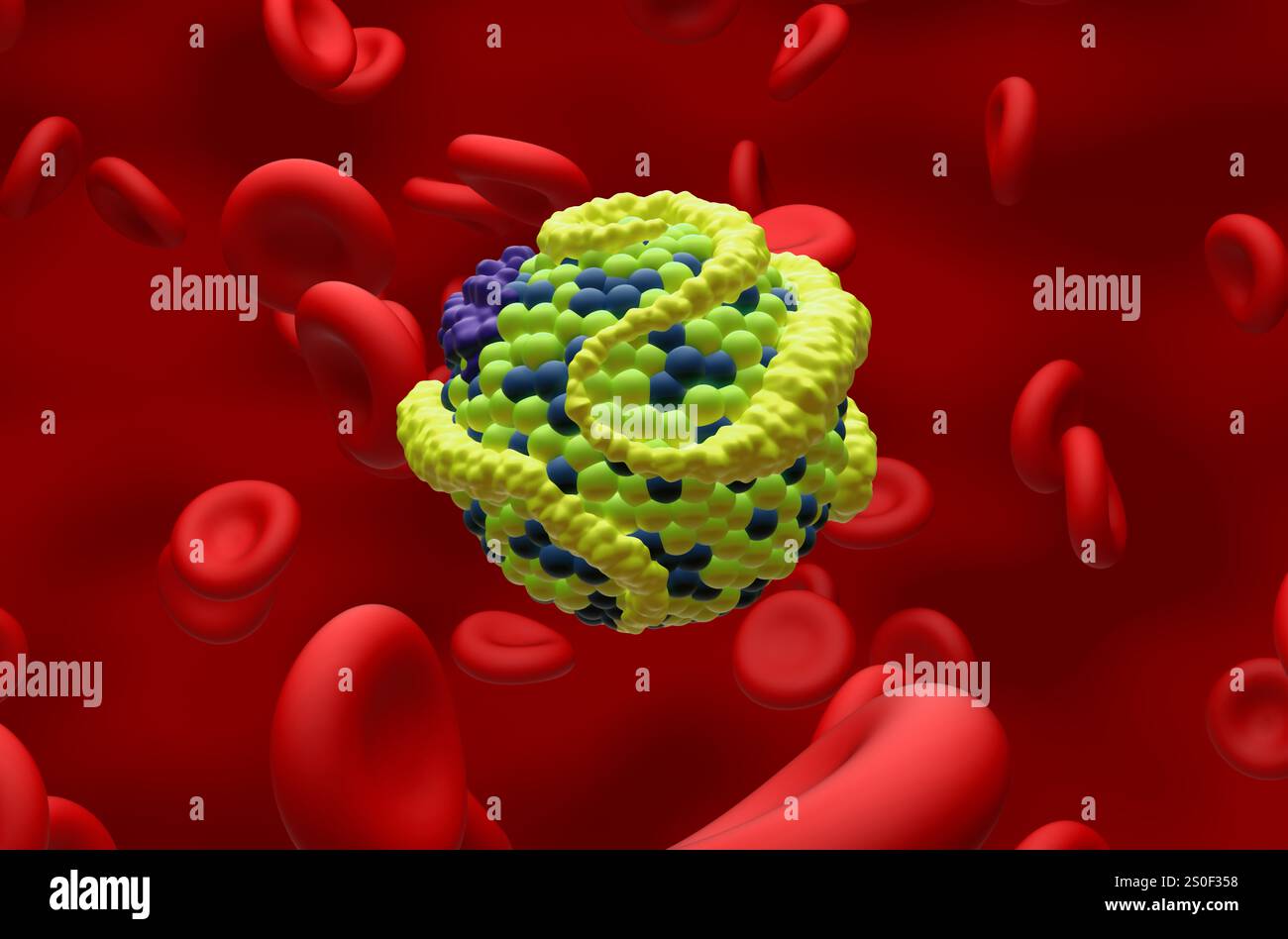 Cholestérol des lipoprotéines de haute densité (HDL) - vue rapprochée illustration 3D. Banque D'Images