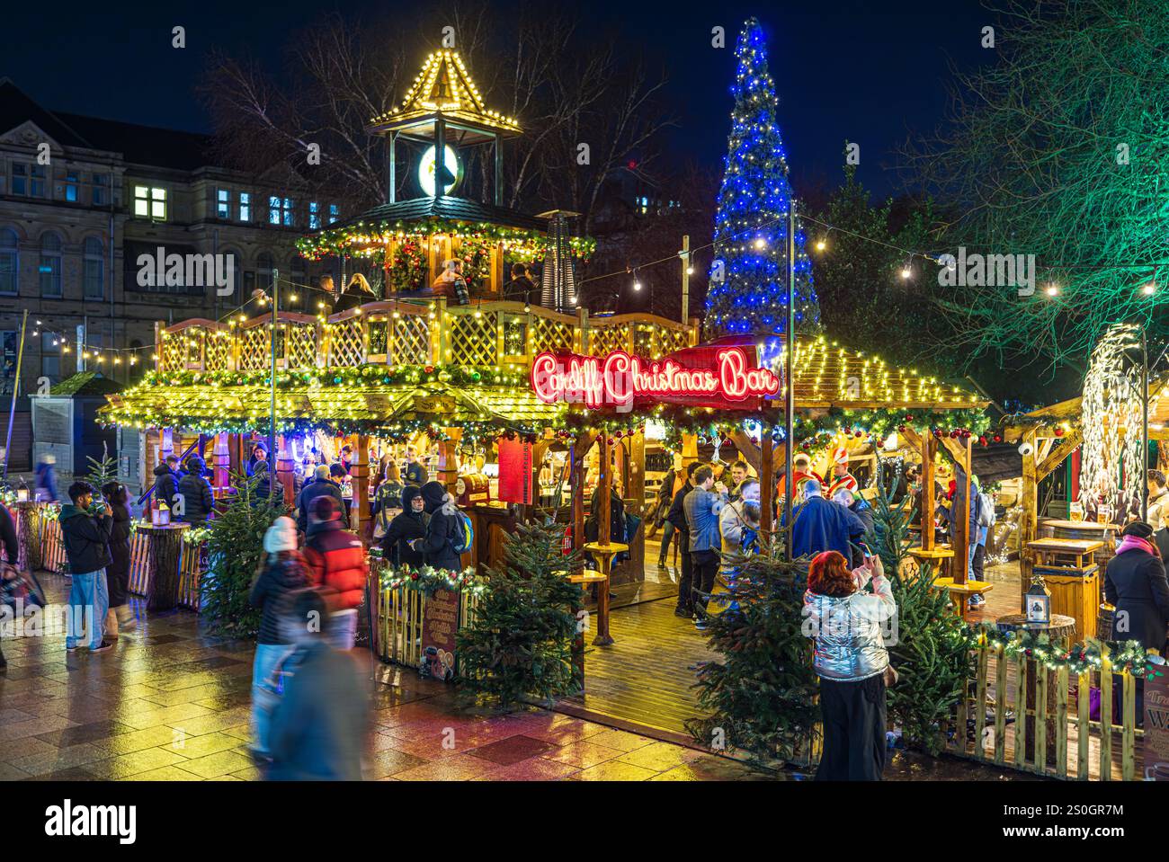 Marché de Noël dans le centre-ville de Cardiff, pays de Galles, Royaume-Uni Banque D'Images