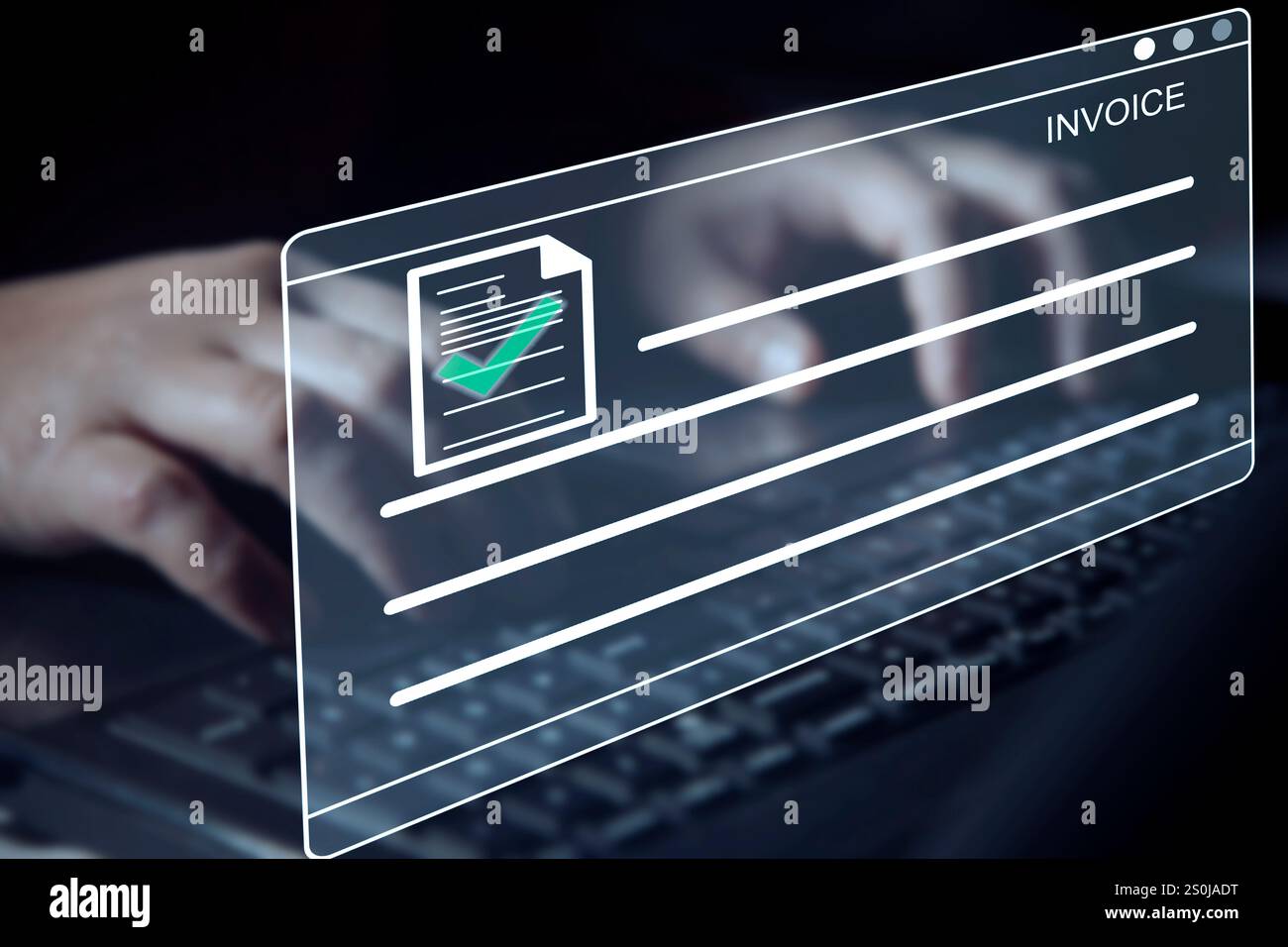 Logiciel de facture électronique numérique et de relevé pour les transactions en ligne. Paiement et facturation des factures concept des opérations financières commerciales Banque D'Images