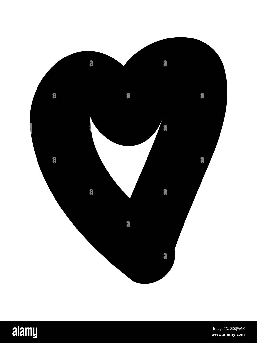 Simple Doodle Heart. Cœur dessiné à la main isolé sur fond blanc. Symbole Saint-Valentin. Illustration vectorielle. Illustration de Vecteur