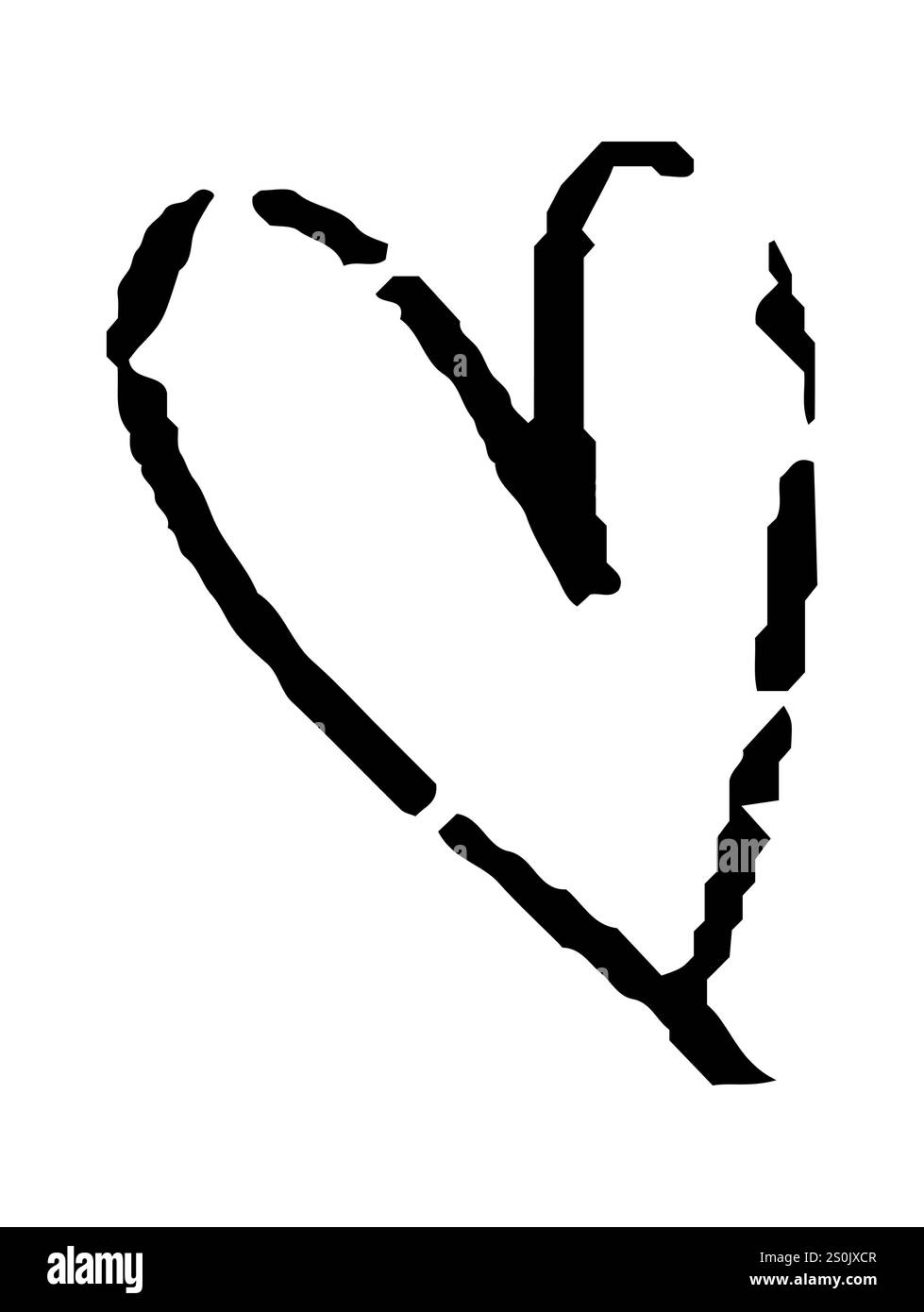 Simple Doodle Heart. Cœur dessiné à la main isolé sur fond blanc. Symbole Saint-Valentin. Illustration vectorielle Illustration de Vecteur