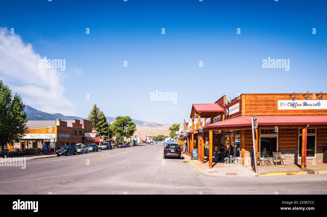 Dubois WY USA - 21 août 2017 : rue principale de la ville occidentale de Dubois Wyoming. Banque D'Images