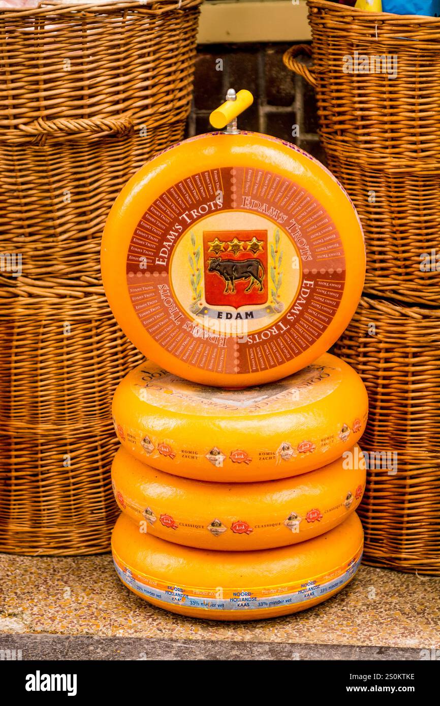 Roues à fromage à la boutique de fromages, Edam, Hollande, pays-Bas. Banque D'Images