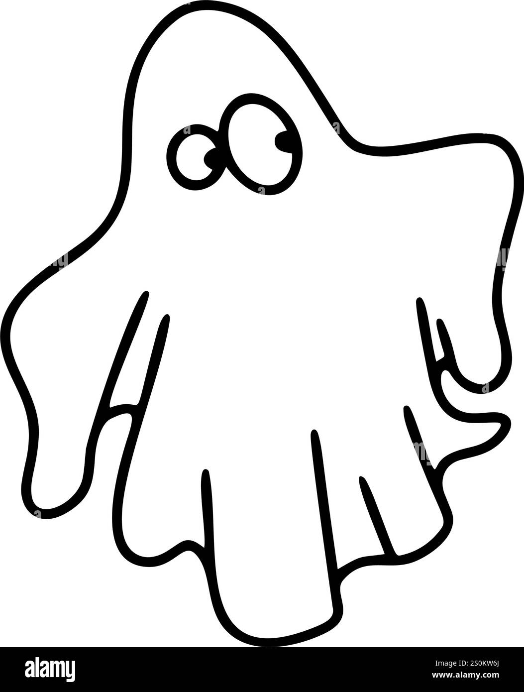 Vecteur noir fantaisiste d'une silhouette fantôme effrayante, idéal pour l'image de marque sur le thème de l'horreur ou le décor d'événement Illustration de Vecteur