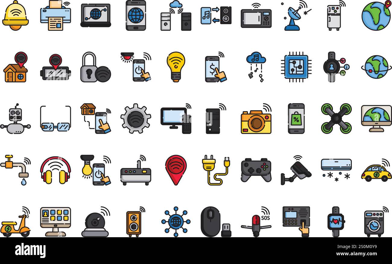 Icônes de l'Internet des objets Collection d'icônes vectorielles de haute qualité avec contour modifiable. Idéal pour les projets professionnels et créatifs. Illustration de Vecteur
