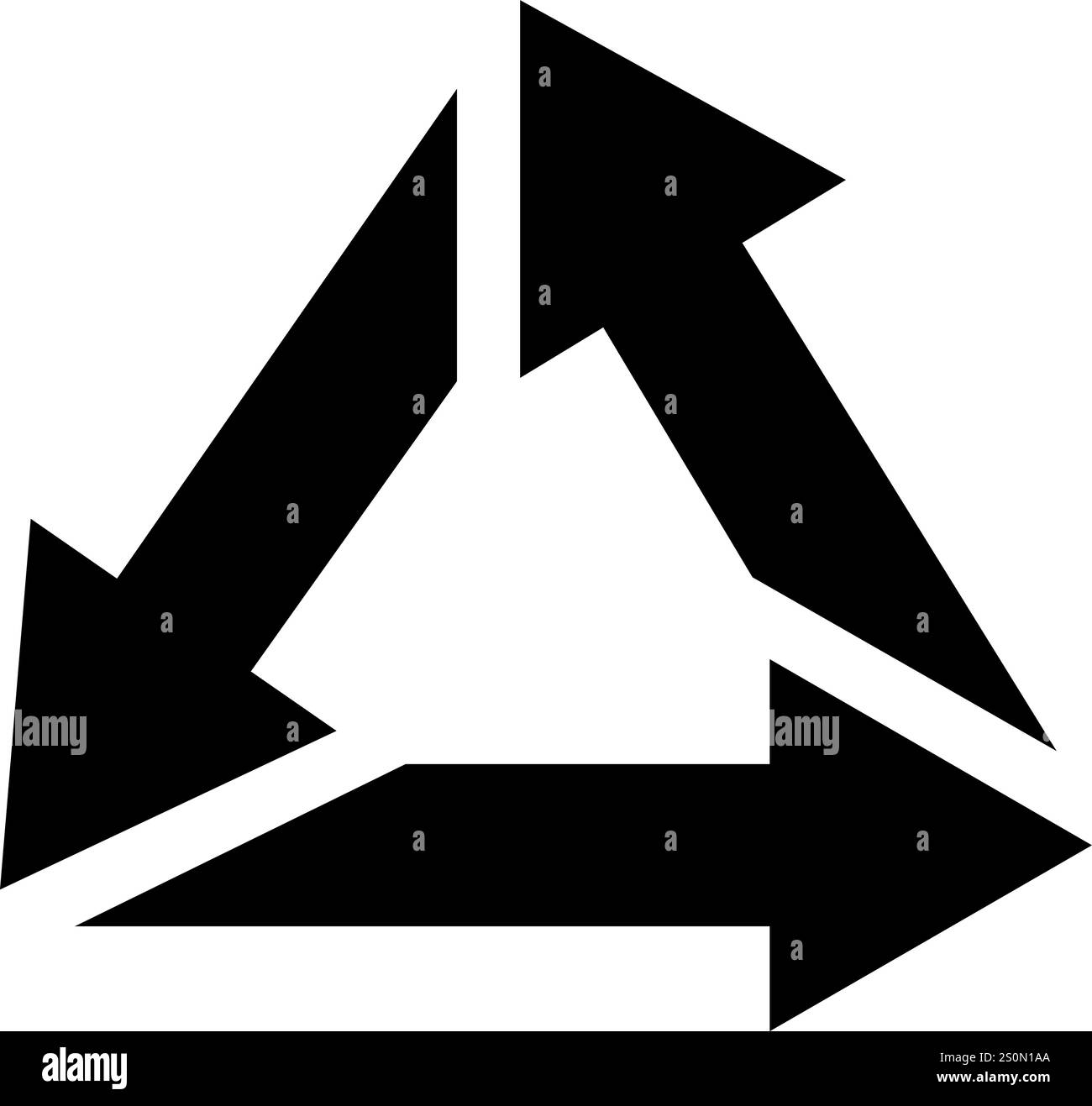 Symbole de recyclage universel comportant trois flèches noires tournant dans le sens des aiguilles d'une montre dans un triangle équilatéral, soulignant l'importance de la réduction Illustration de Vecteur