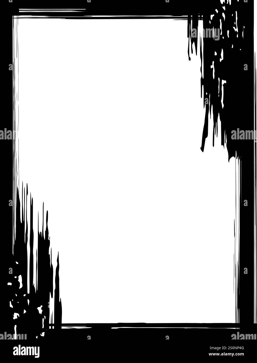 Cadre grunge noir avec des coups de pinceau expressifs et amplement d'espace vide, offrant une toile de fond parfaite pour le texte ou les images, améliorant vintage et Illustration de Vecteur