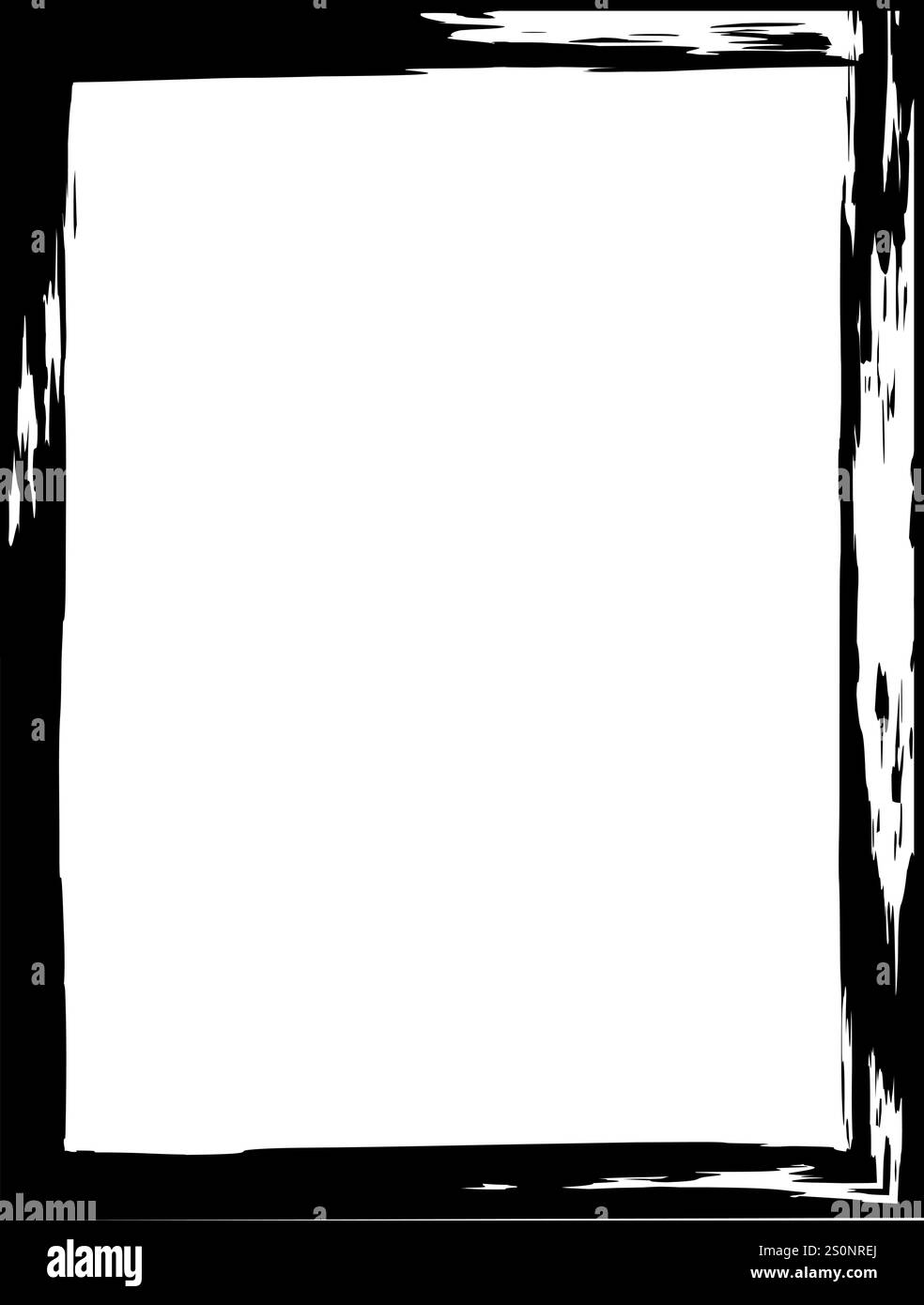 Cadre noir de style grunge avec des coups de pinceau, créant un espace vide blanc parfait pour incorporer du texte, des images ou des dessins dans un élégant et Illustration de Vecteur