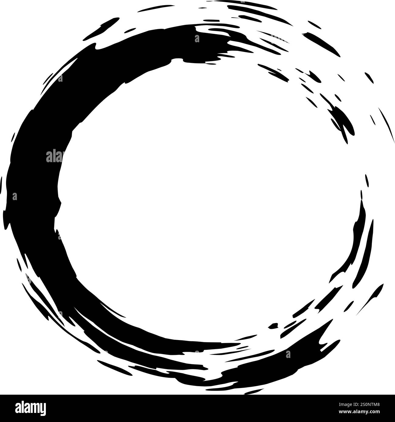 Cercle de pinceau noir dessiné à la main créant une bordure grunge, un cadre ou un fond de texte avec espace de copie, représentant des concepts tels que la perfection Illustration de Vecteur