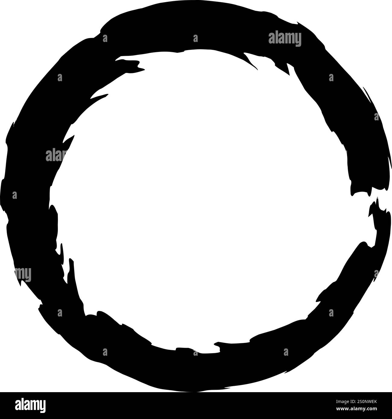 Le cercle grunge noir dessiné à la main crée un cadre unique avec un espace vide, parfait pour ajouter du texte ou des dessins, transmettant une sensation brute et artistique Illustration de Vecteur