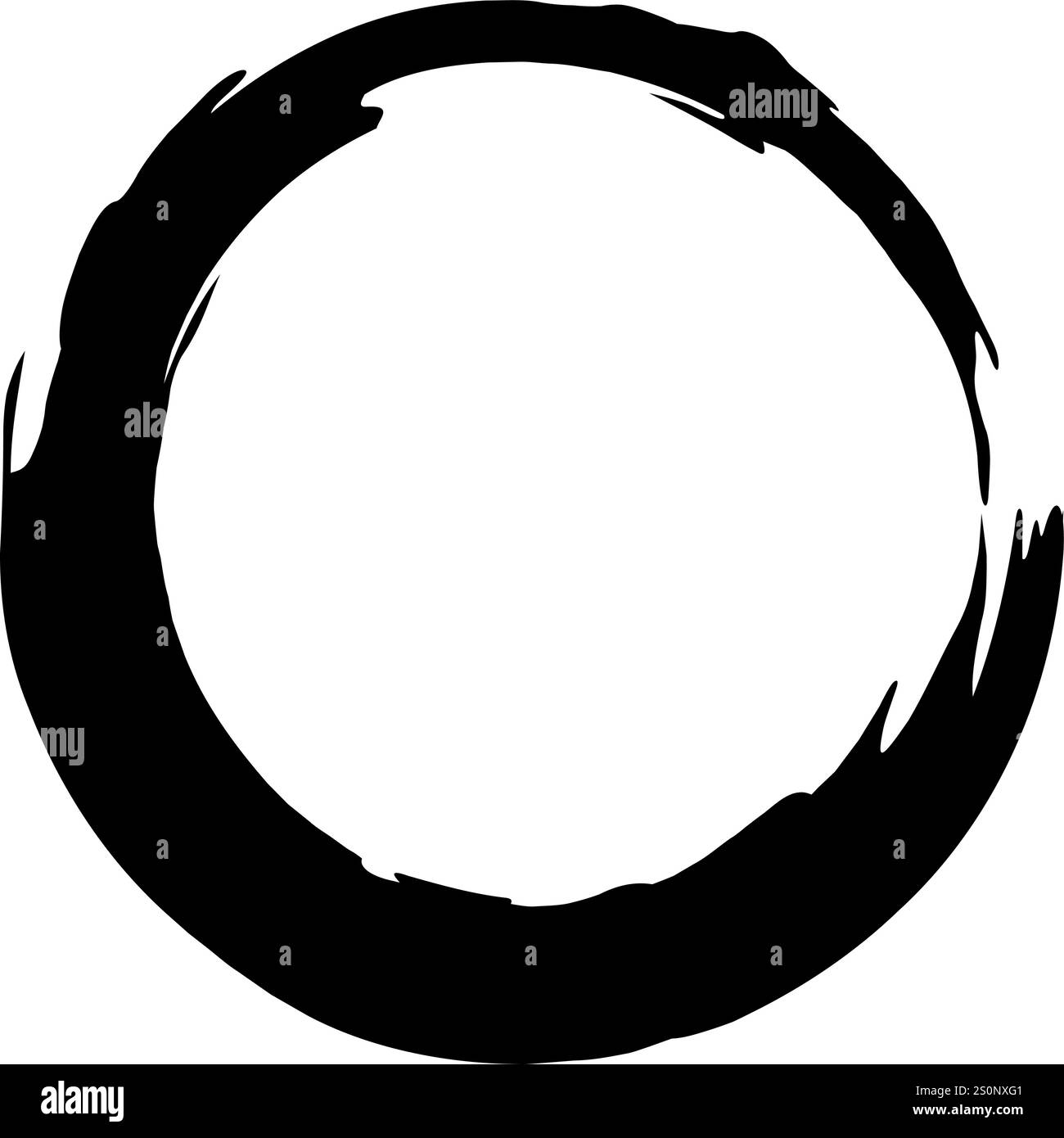 Trait de pinceau noir épais créant une forme circulaire, formant un centre vide spacieux, parfait pour incorporer du texte, des dessins ou d'autres éléments créatifs Illustration de Vecteur