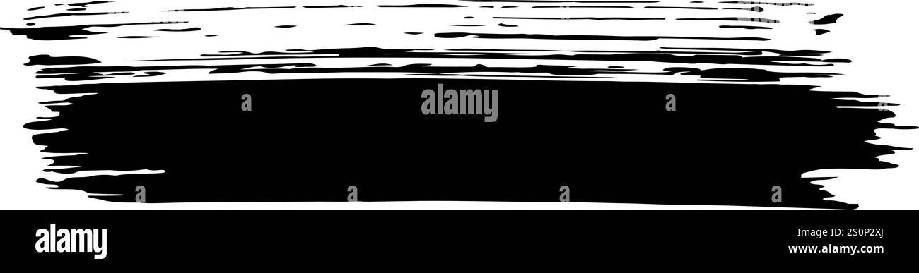 Trait de pinceau noir créant un effet de bannière texturé, parfait pour ajouter une touche grunge ou artistique aux dessins, illustrations et projets créatifs Illustration de Vecteur
