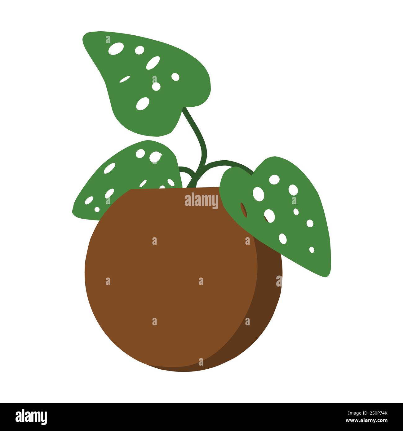 Une illustration minimaliste d'une plante Monstera avec trois feuilles dans un pot brun. Les motifs de feuilles distinctifs de la plante le rendent parfait pour la nature, déco Illustration de Vecteur