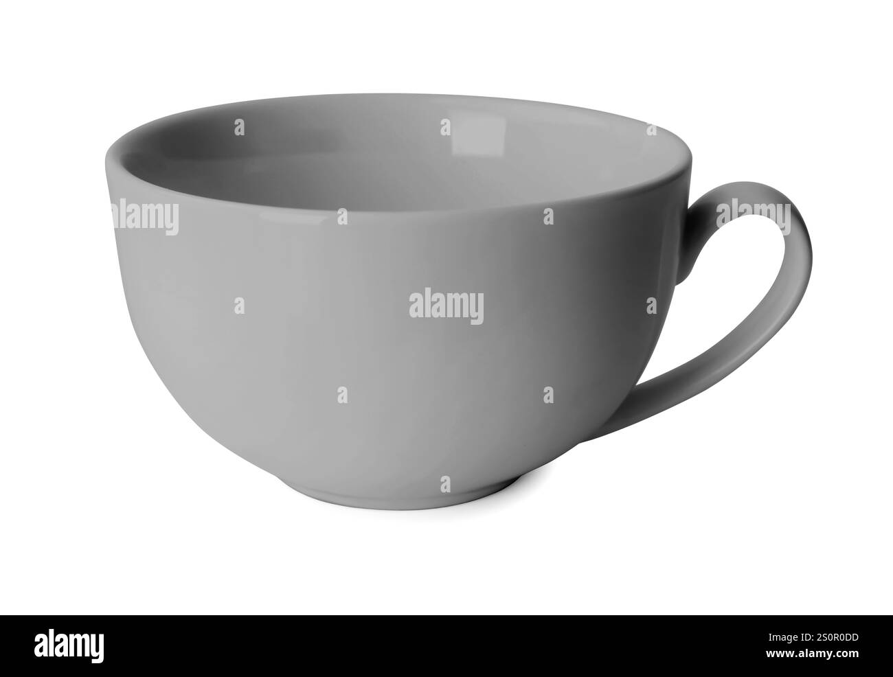 Tasse grise vierge isolée sur blanc. Maquette pour le design Banque D'Images