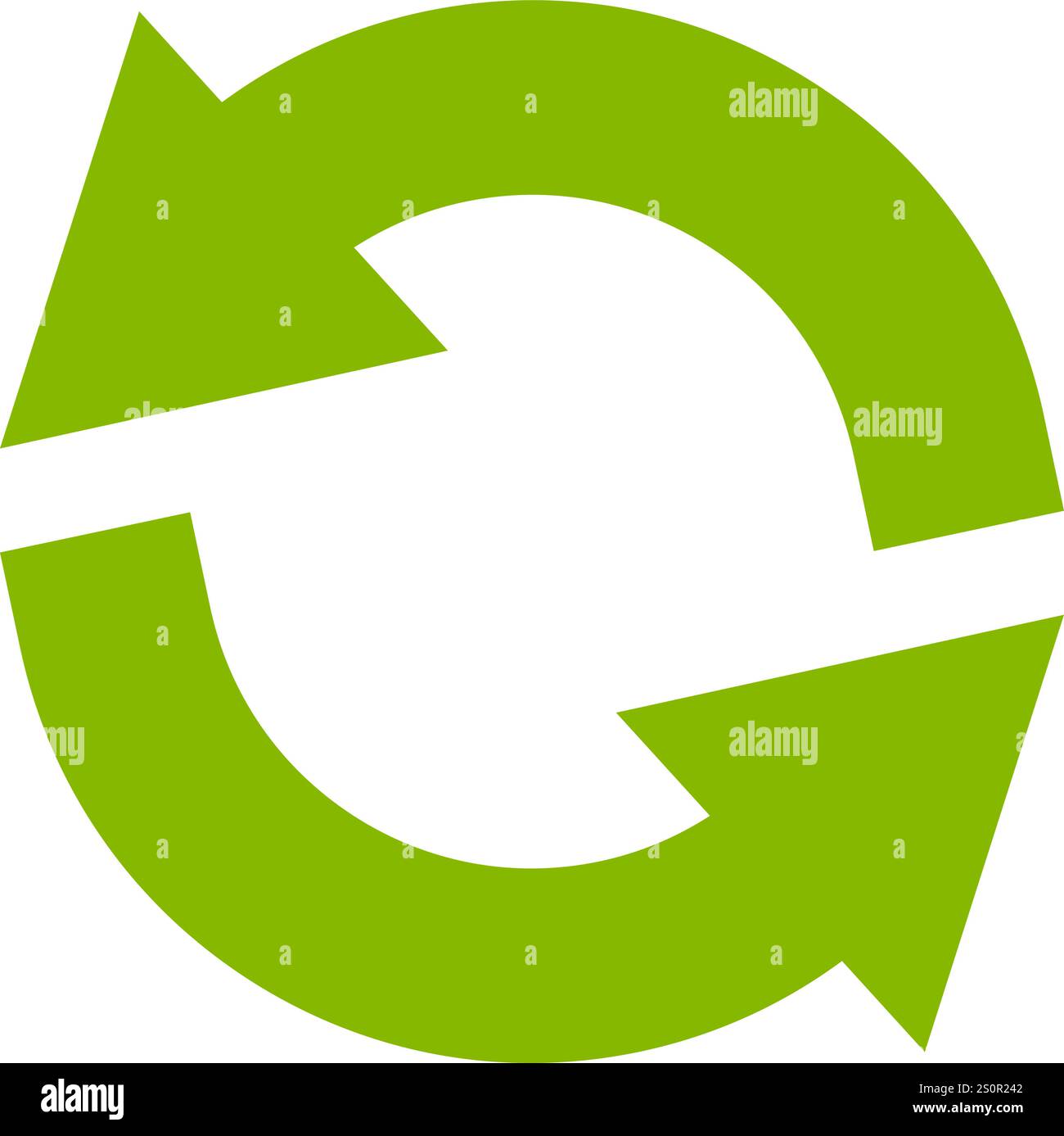 Deux flèches vertes formant un cercle symbolisent un processus continu de rafraîchissement, de recyclage ou de mise à jour, représentant la durabilité et circulaire Illustration de Vecteur