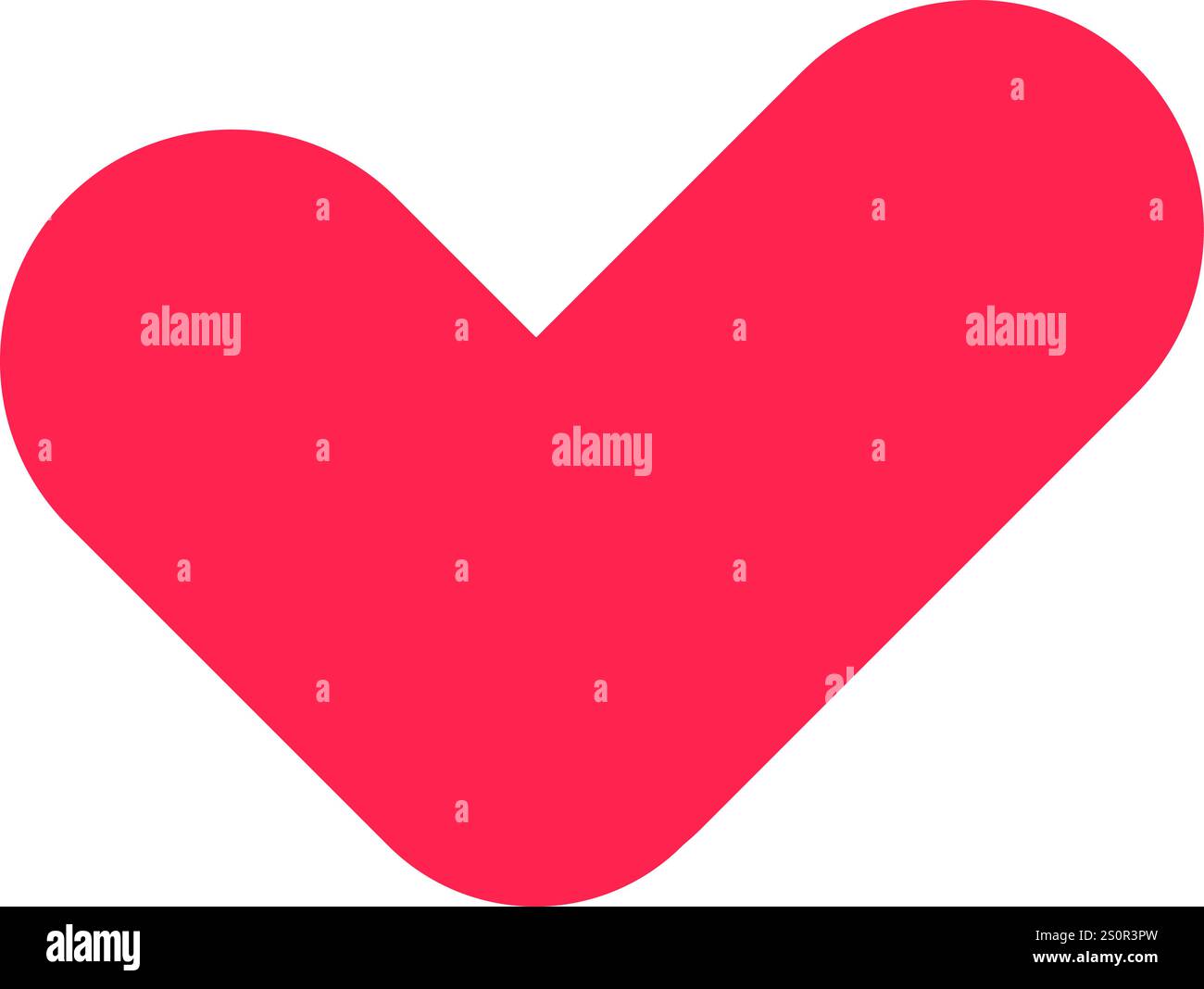 Exprimant l'amour et l'approbation, un cœur rouge vif forme une coche, symbolisant l'affirmation positive et la connexion, sur un blanc propre Illustration de Vecteur