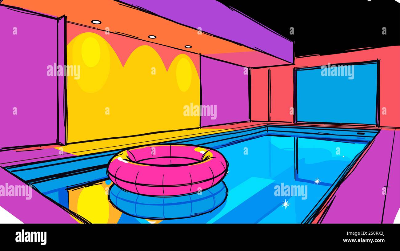 Dessin de dessin animé d'art vectoriel d'une piscine Illustration de Vecteur