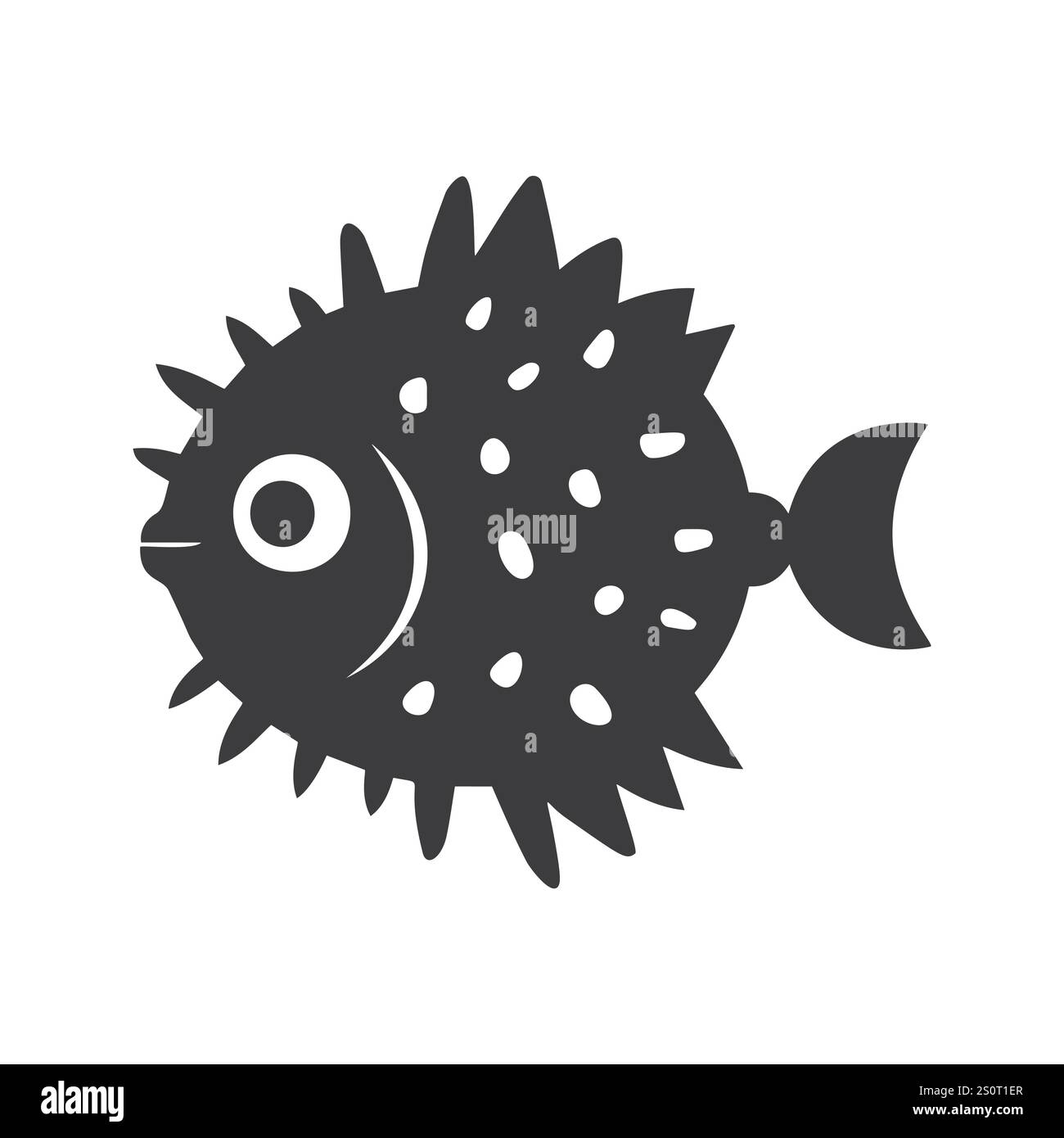 Illustration vectorielle de silhouette noire d'un poisson-pufferfish Illustration de Vecteur