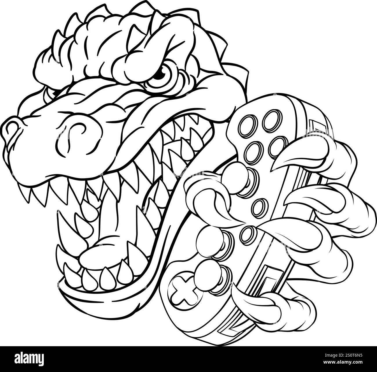 Crocodile Dinosaur Alligator Gamer Mascot de jeu Illustration de Vecteur