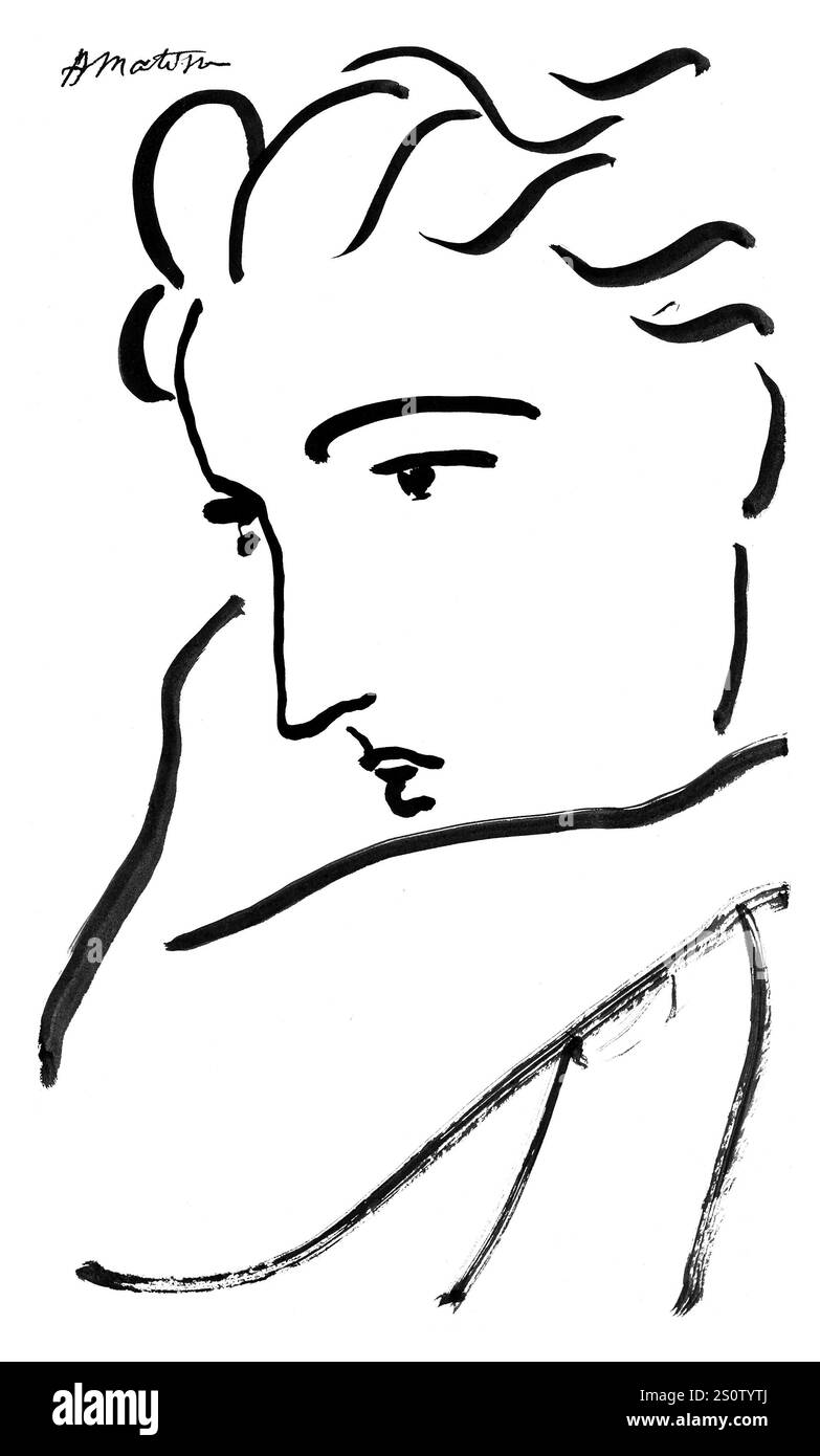 Henri Matisse (1869-1954), profil de femme - fond blanc Banque D'Images