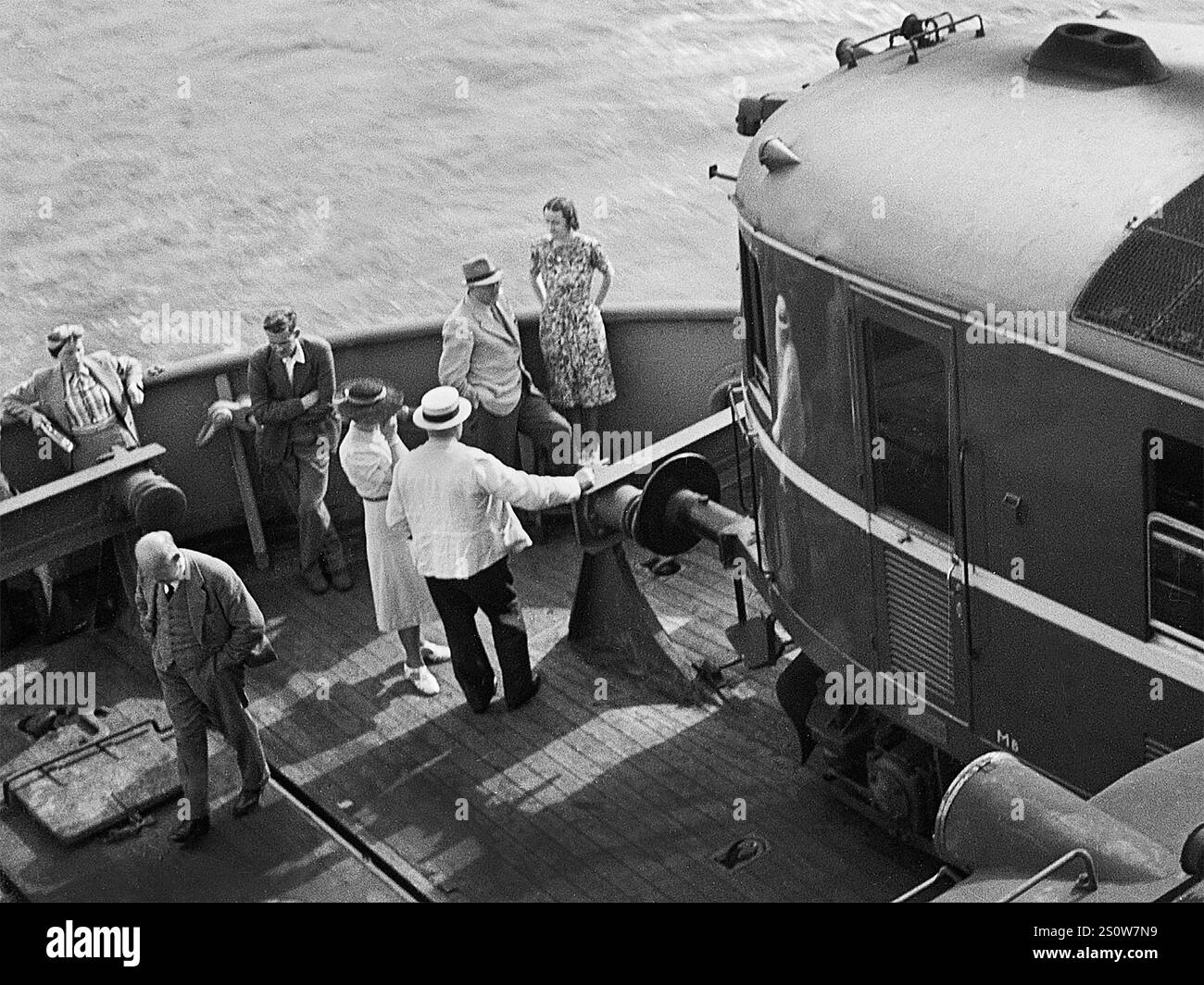 Le SS Esbjerg transportant le train de Harwich se prépare à accoster à Copenhague, au Danemark, dans les années 1930 Banque D'Images