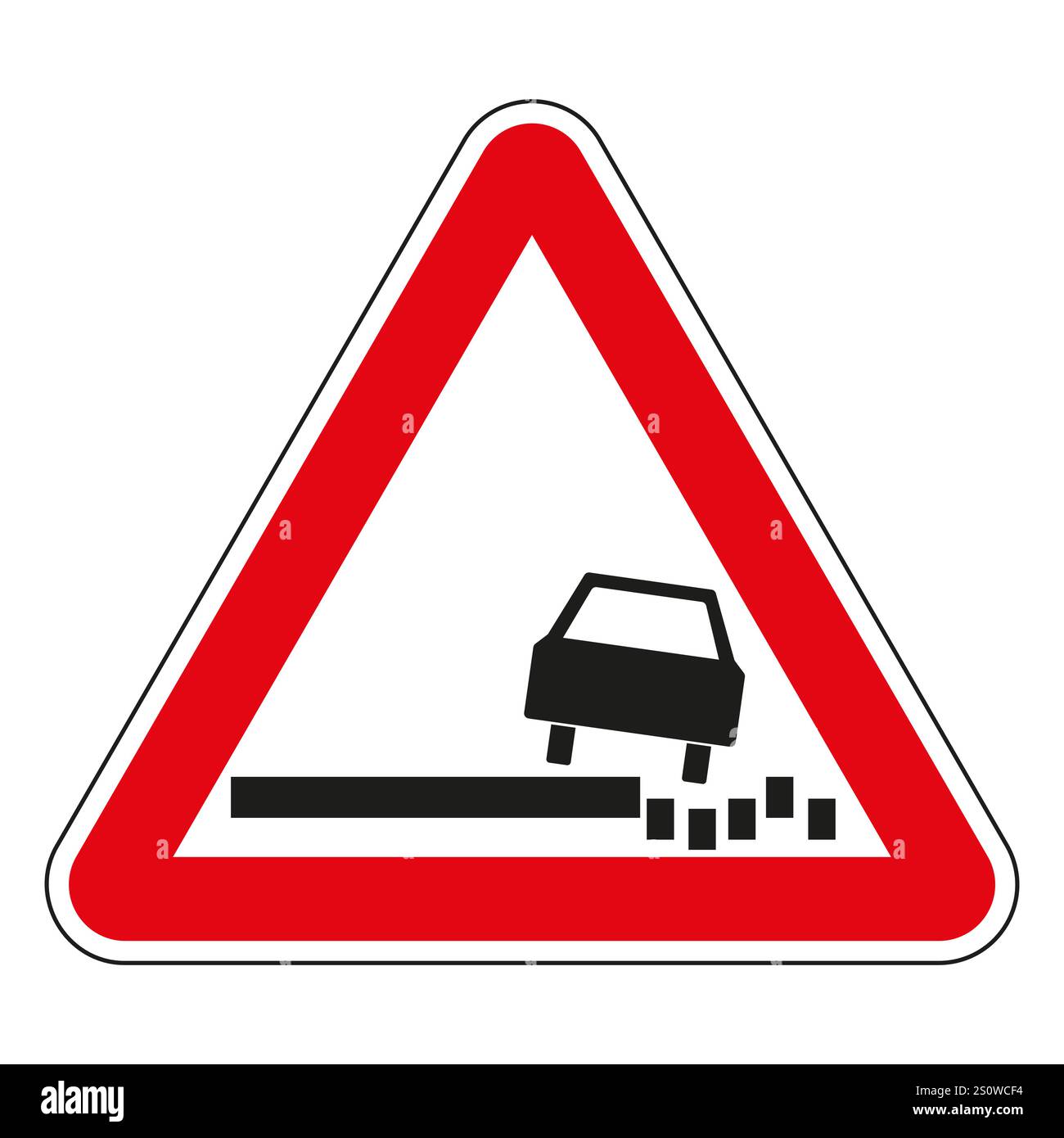 Panneau de signalisation triangulaire rouge indiquant un bord ou un épaulement mou et un danger de déplacement du véhicule hors route. Illustration de Vecteur Panneau de signalisation triangulaire rouge indiquant un bord ou un épaulement mou et un danger de déplacement du véhicule hors route. Illustration de Vecteur