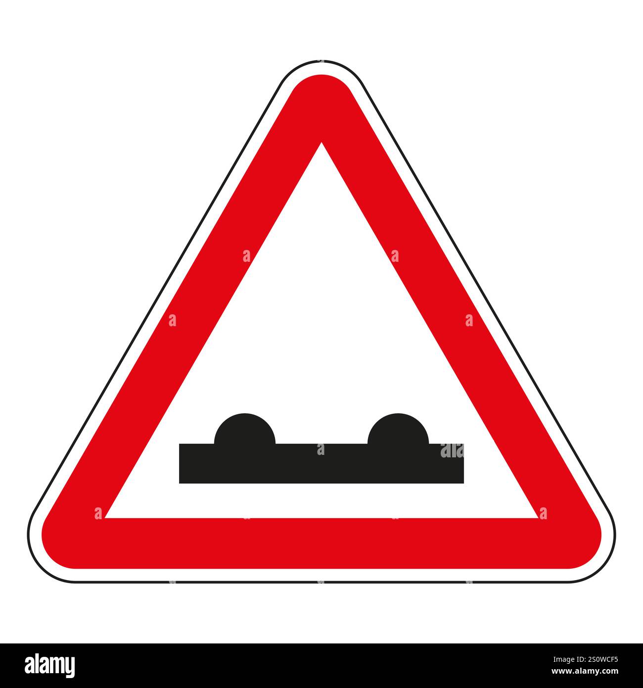 Panneau triangulaire indiquant les ralentisseurs à venir, exhortant les conducteurs à réduire leur vitesse pour des raisons de sécurité. Illustration de Vecteur