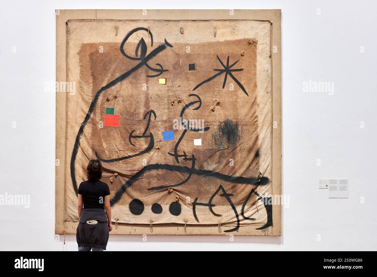 Femme encerclée par un vol d'oiseaux dans la nuit, 1968, Joan Miró, Barcelone, Catalogne, Espagne Banque D'Images