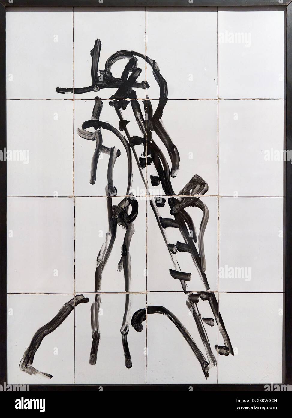 Descente de la Croix, Chapelle de Vence, 1950, décoration émaillée pinceau noir sur carrelage blanc de pise, Henri Matisse (1869-1954) Banque D'Images