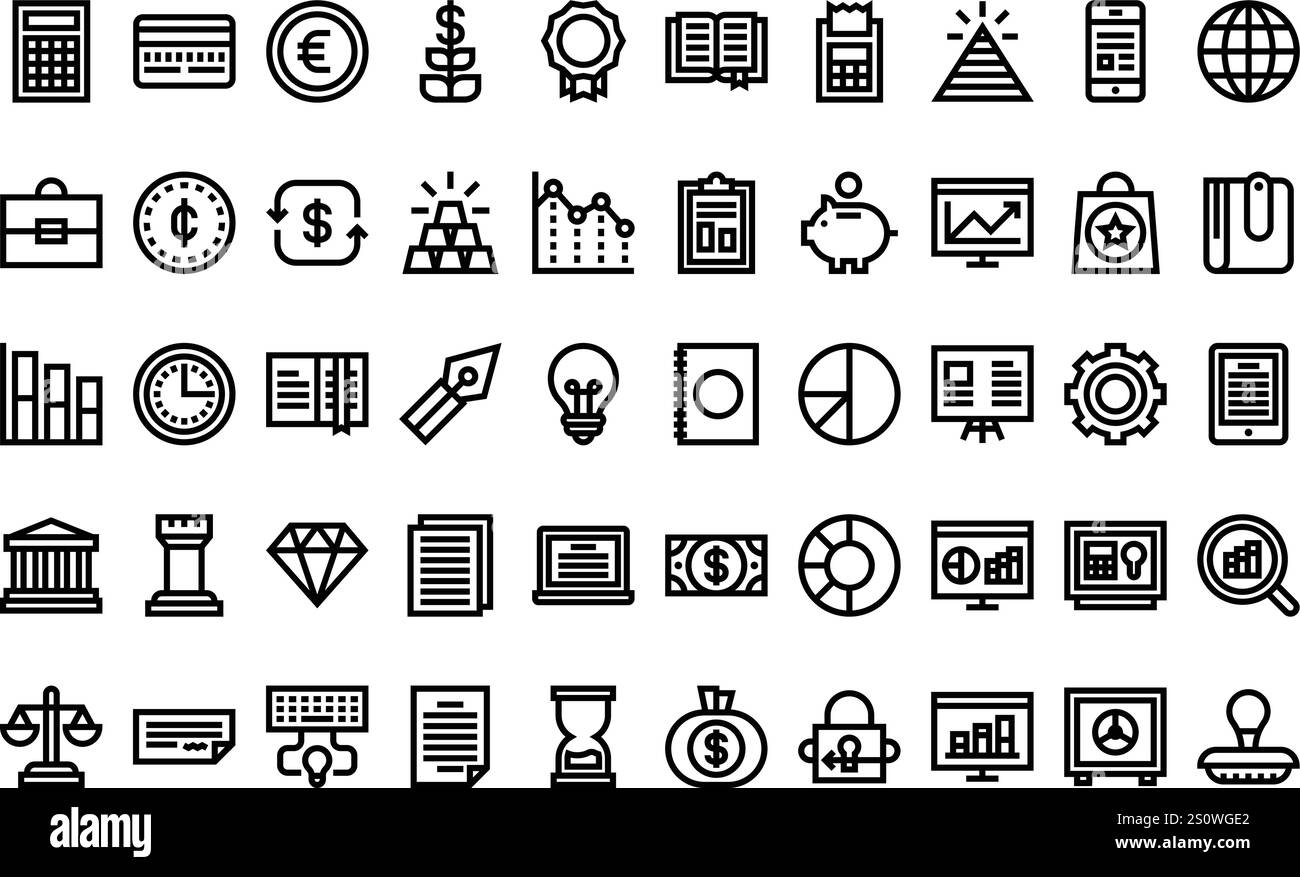 Finances Icons Collection d'icônes vectorielles de haute qualité avec Stroke modifiable. Idéal pour les projets professionnels et créatifs. Illustration de Vecteur