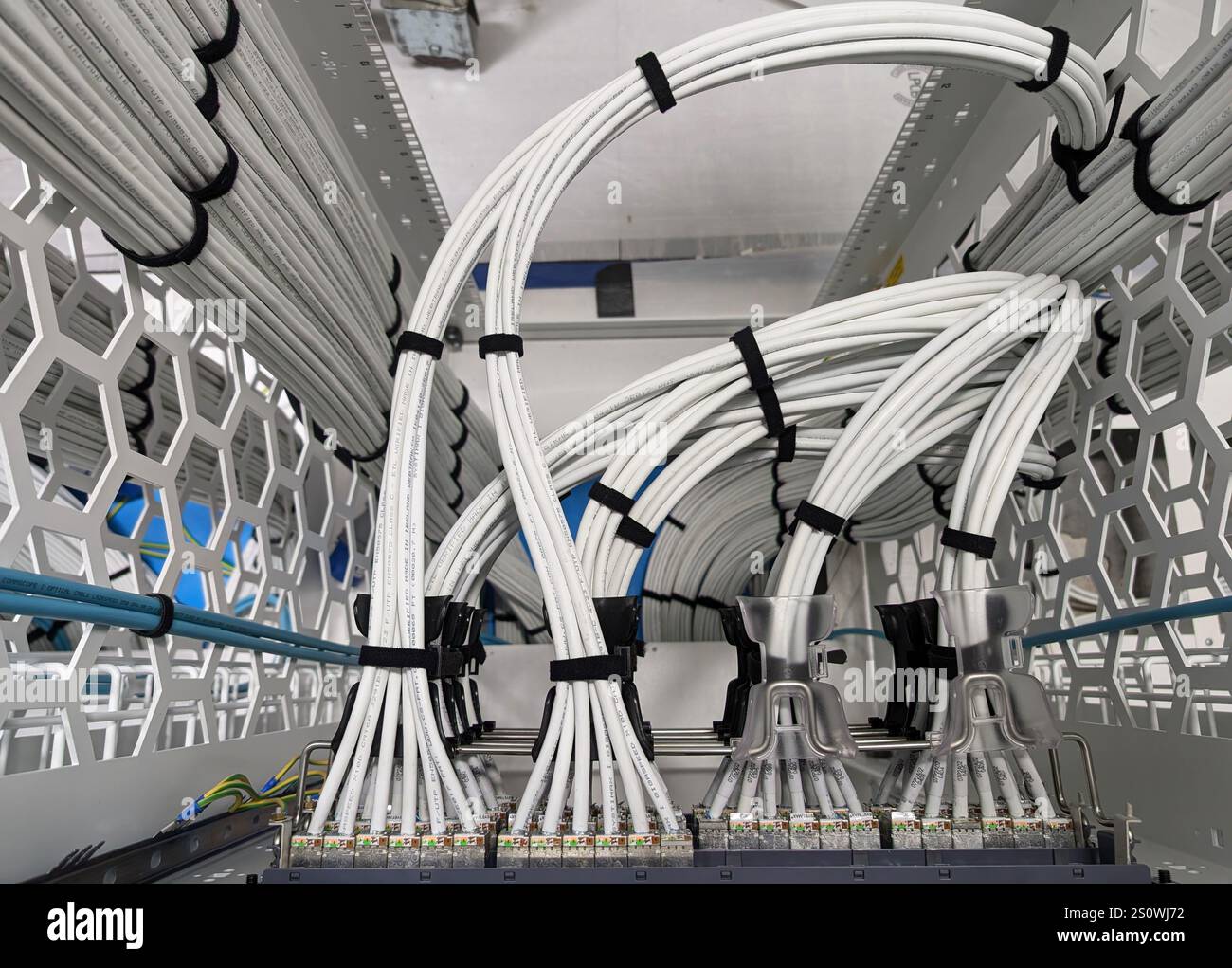 1er août 2024 Londres, Royaume-Uni - câble F-UPT, un type de câblage réseau utilisé pour la transmission de données dans les systèmes Ethernet et de télécommunications. Banque D'Images