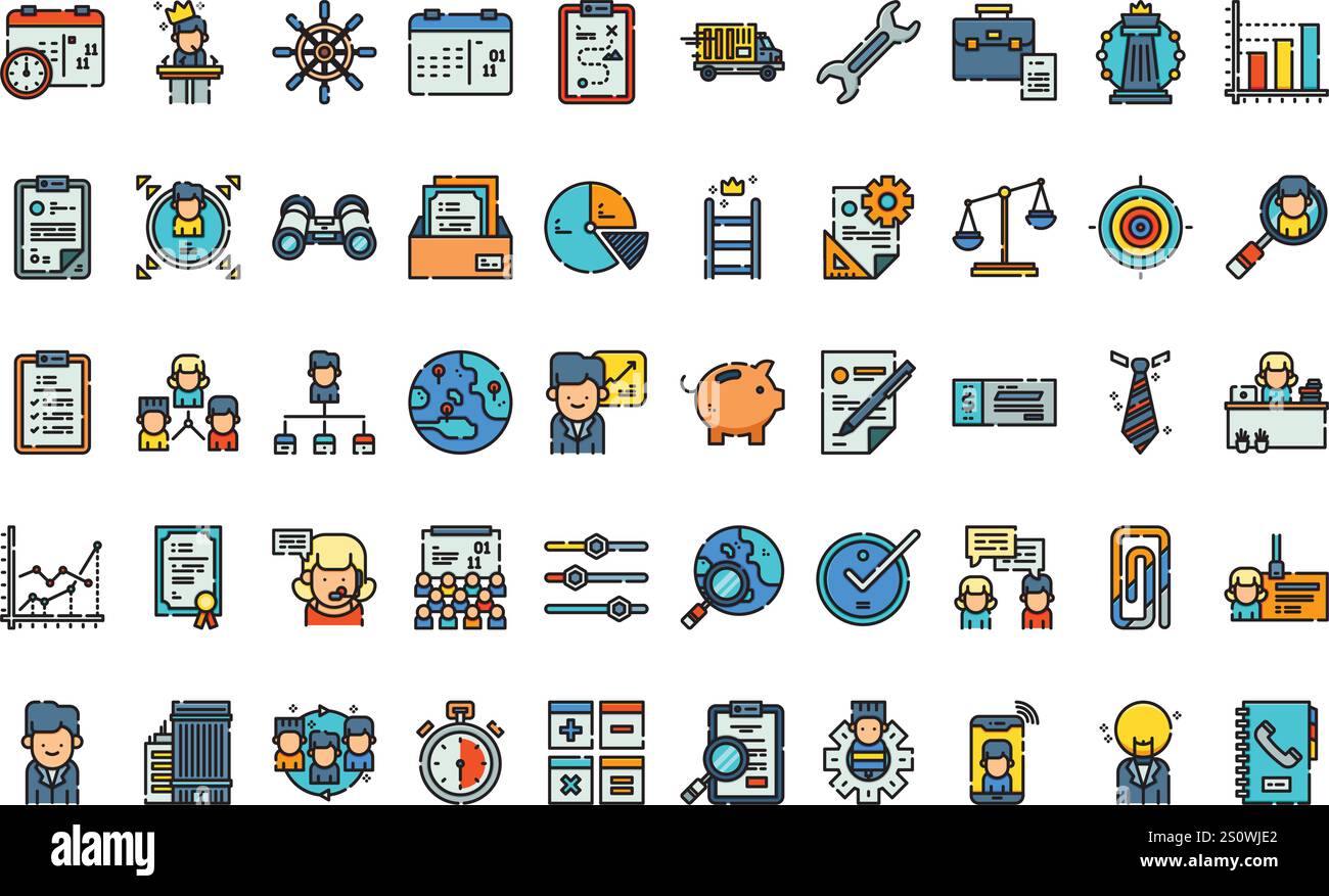 Icônes de stratégie et de gestion Collection d'icônes vectorielles de haute qualité avec contour modifiable. Idéal pour les projets professionnels et créatifs. Illustration de Vecteur