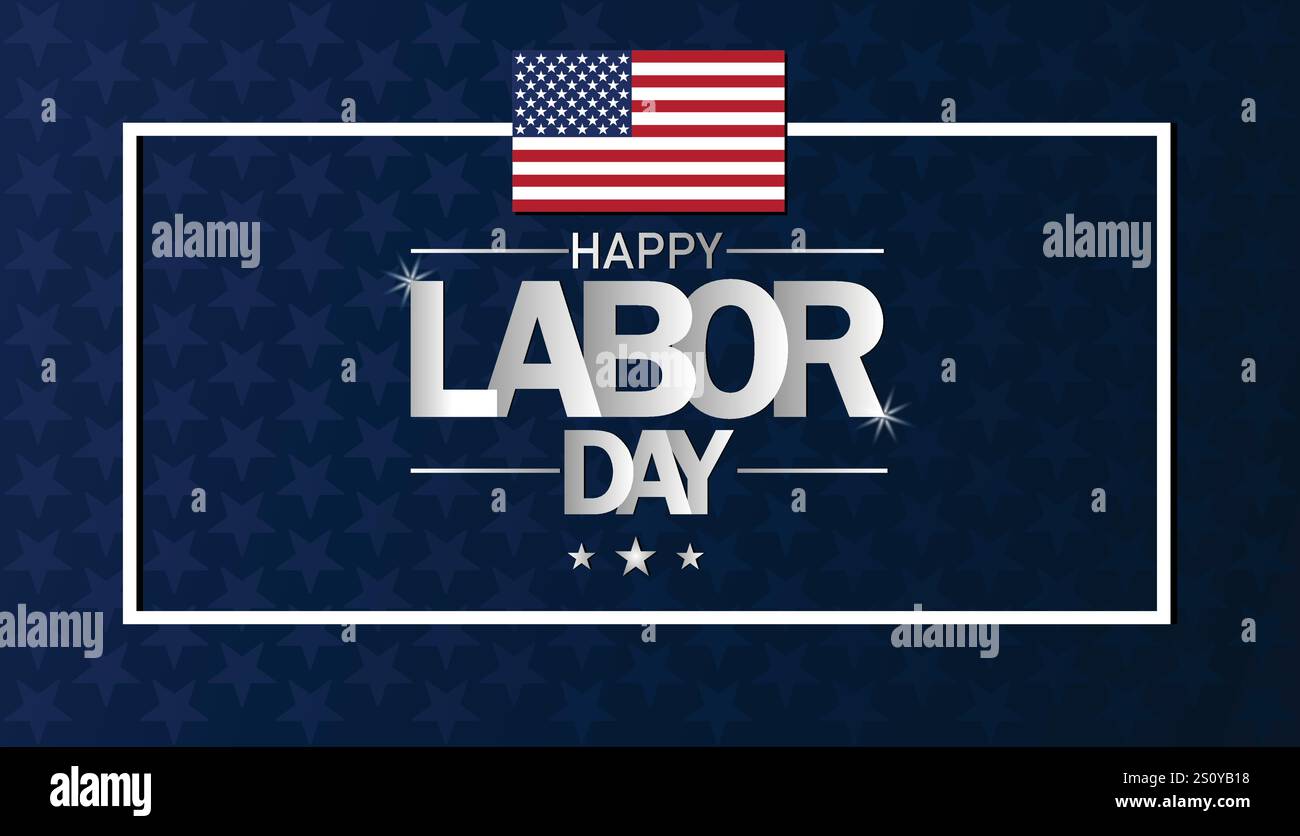 Fond d'écran Happy Labor Day avec des formes et typographie, bannière, carte, affiche, modèle. Fête du travail, fond moderne Illustration de Vecteur