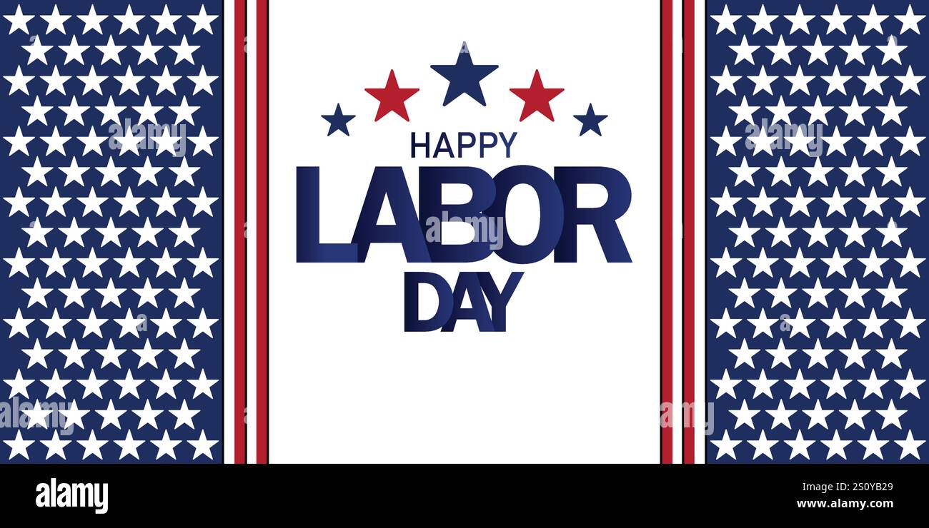 Fond d'écran Happy Labor Day avec des formes et typographie, bannière, carte, affiche, modèle. Bonne fête du travail, fond moderne Illustration de Vecteur