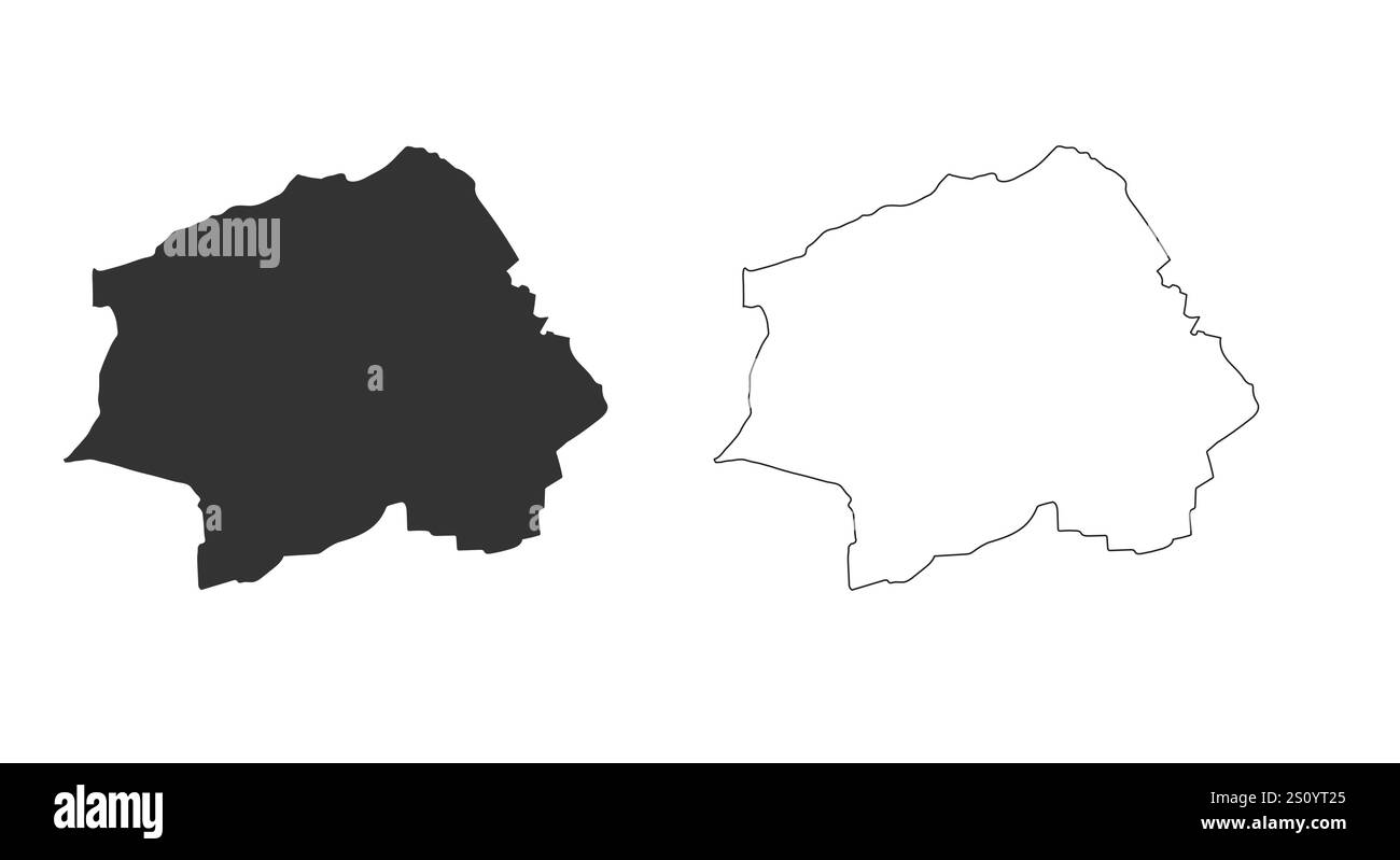 Silhouette de carte de ville indépendante de Pétersbourg et image linéaire. Illustration de Vecteur