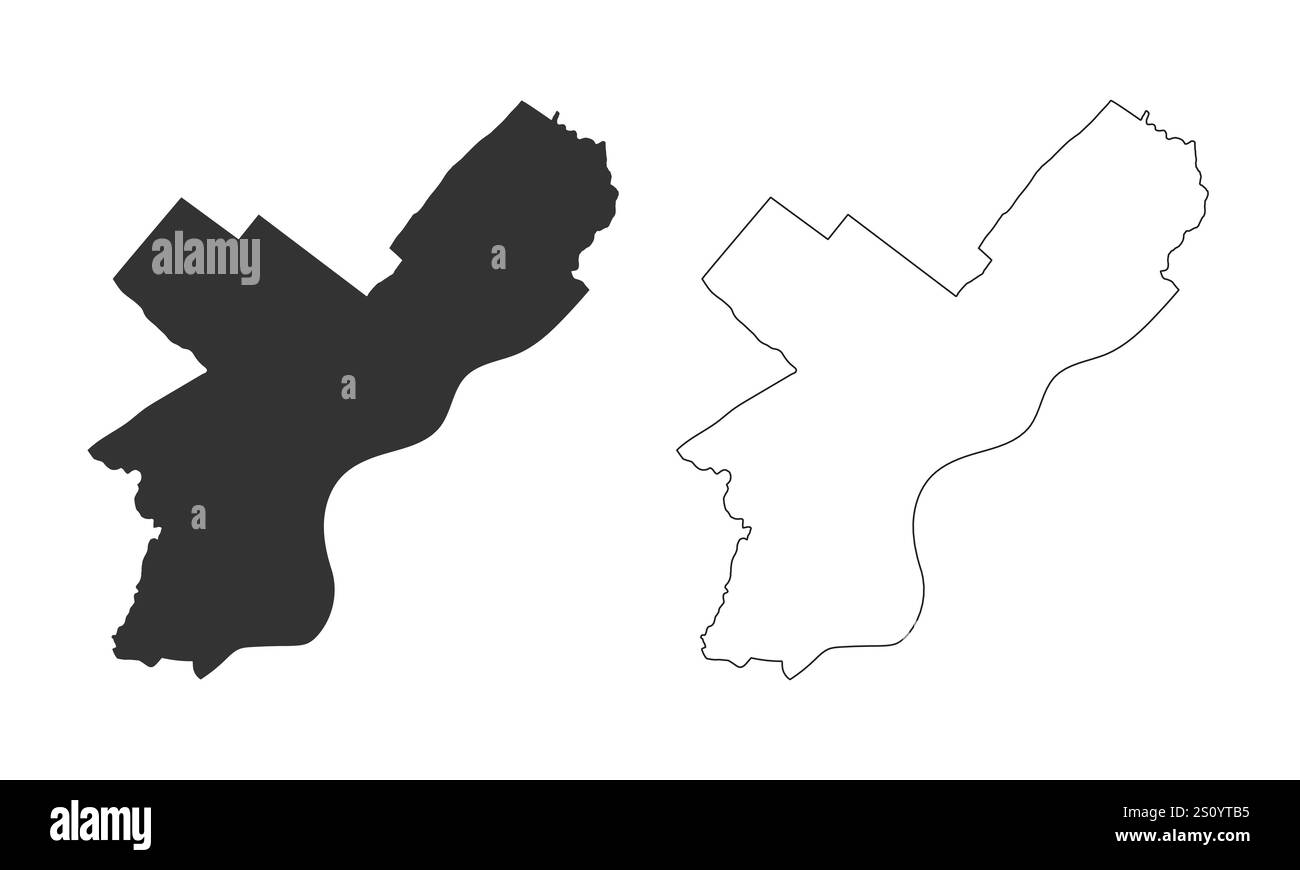 Silhouette et plan de la ville de Philadelphie. Illustration de Vecteur